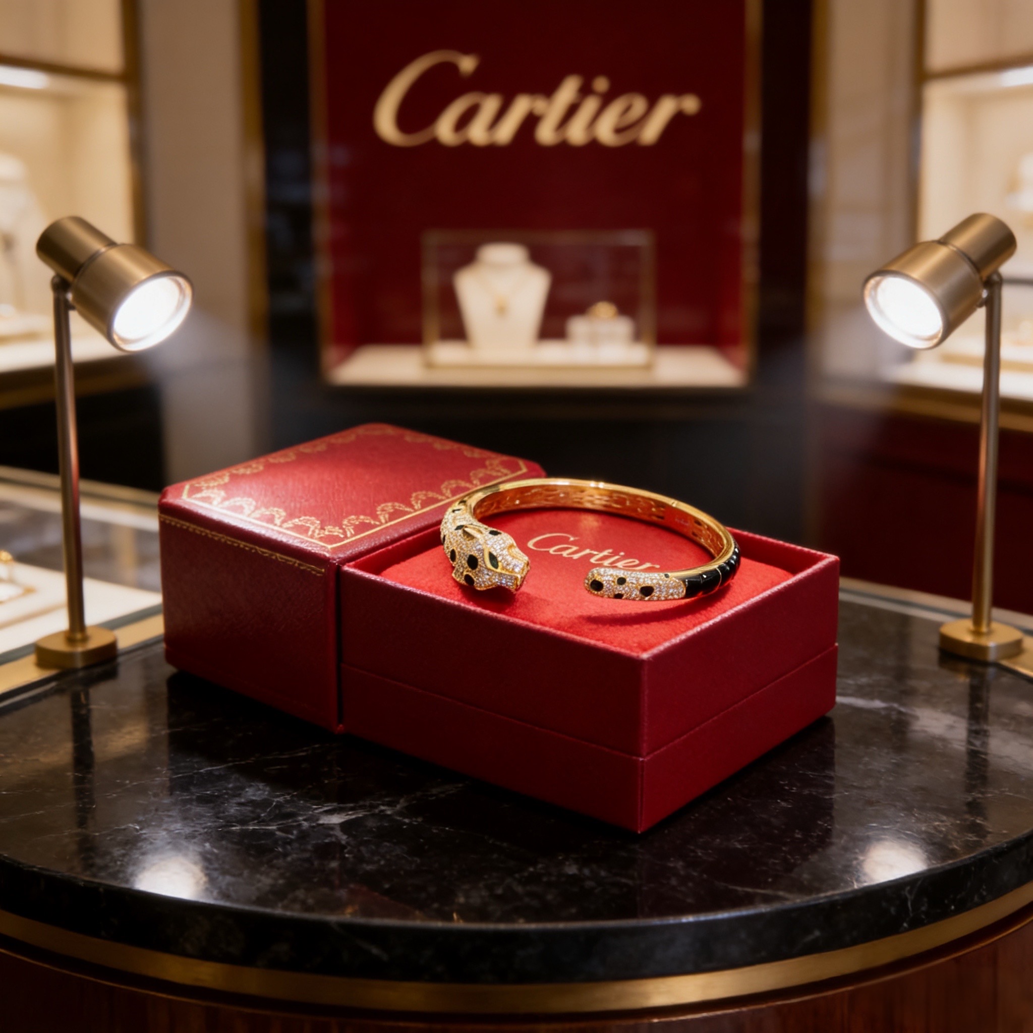 卡地亚镶钻豹子手镯 高端定制版本 镶嵌钻工艺 V金材质 经典而时尚风格 用凌厉线条重构爱情美学！打破常规