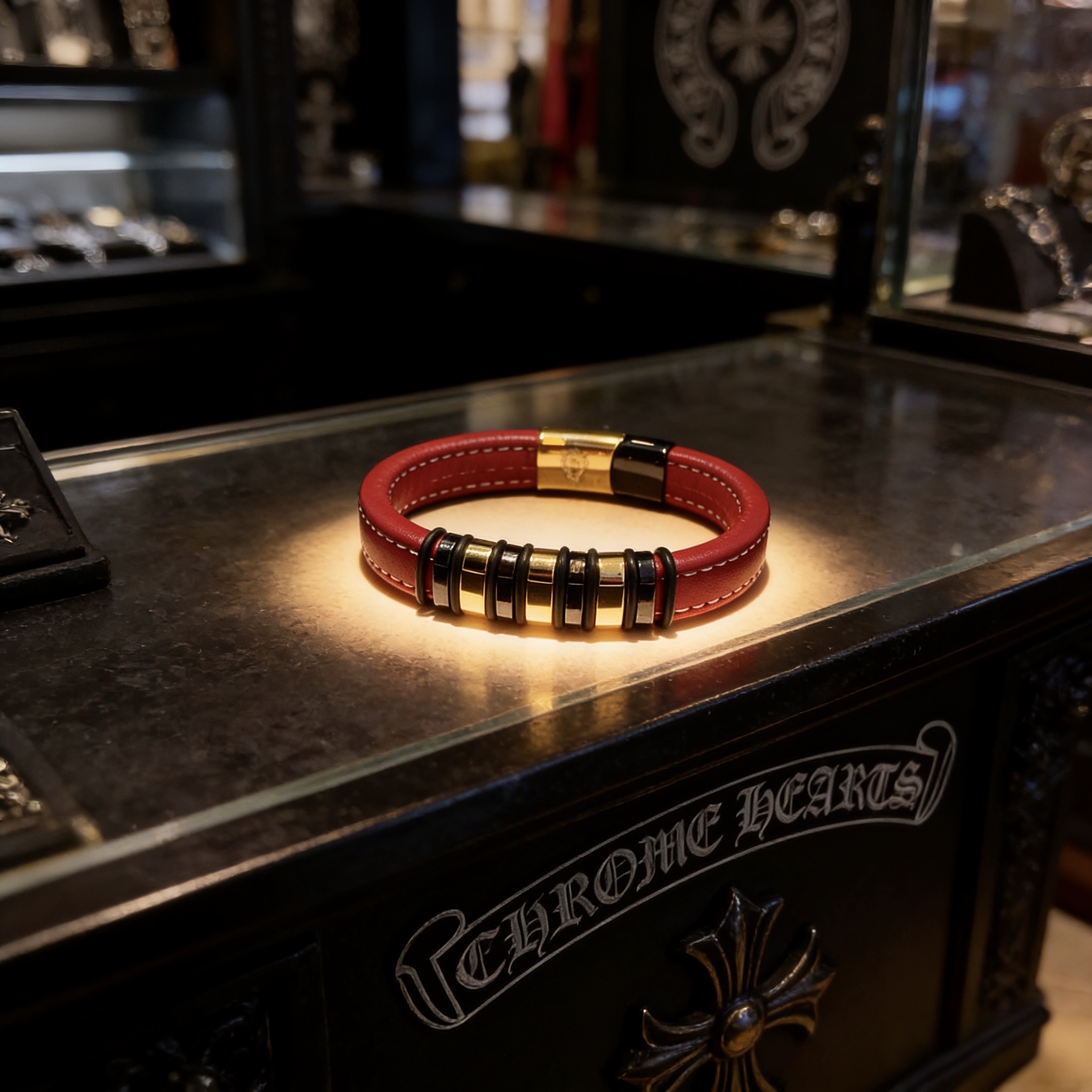 Chrome He@rts 克罗心专皮绳手镯～正品开模💝潮流时尚必备 男女均可佩戴 情侣款同款 摇滚朋克