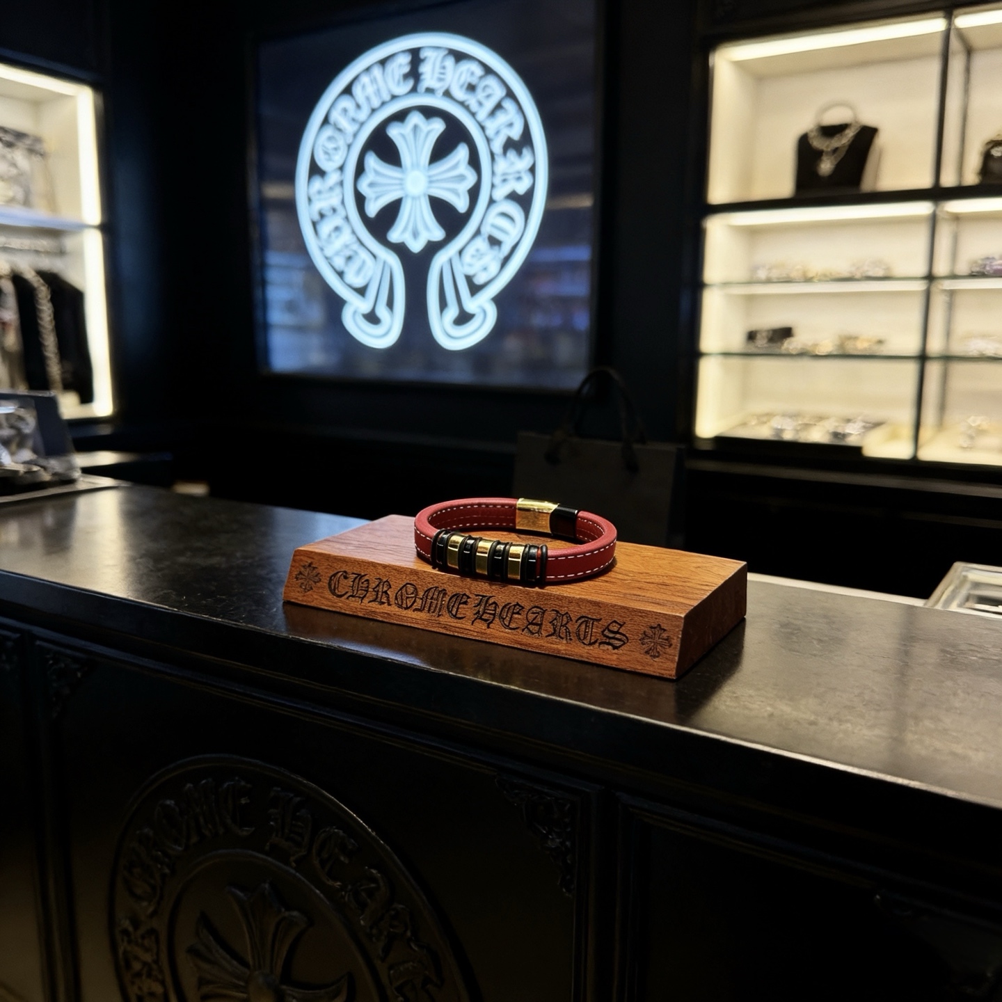 Chrome He@rts 克罗心专皮绳手镯～正品开模💝潮流时尚必备 男女均可佩戴 情侣款同款 摇滚朋克