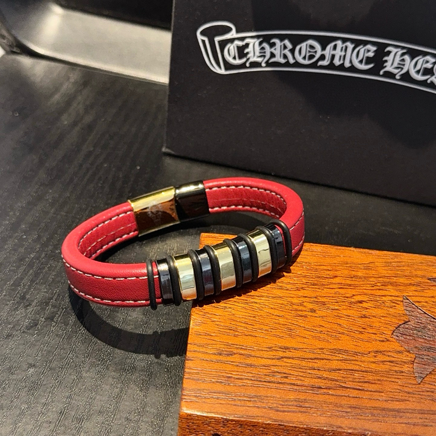 Chrome He@rts 克罗心专皮绳手镯～正品开模💝潮流时尚必备 男女均可佩戴 情侣款同款 摇滚朋克