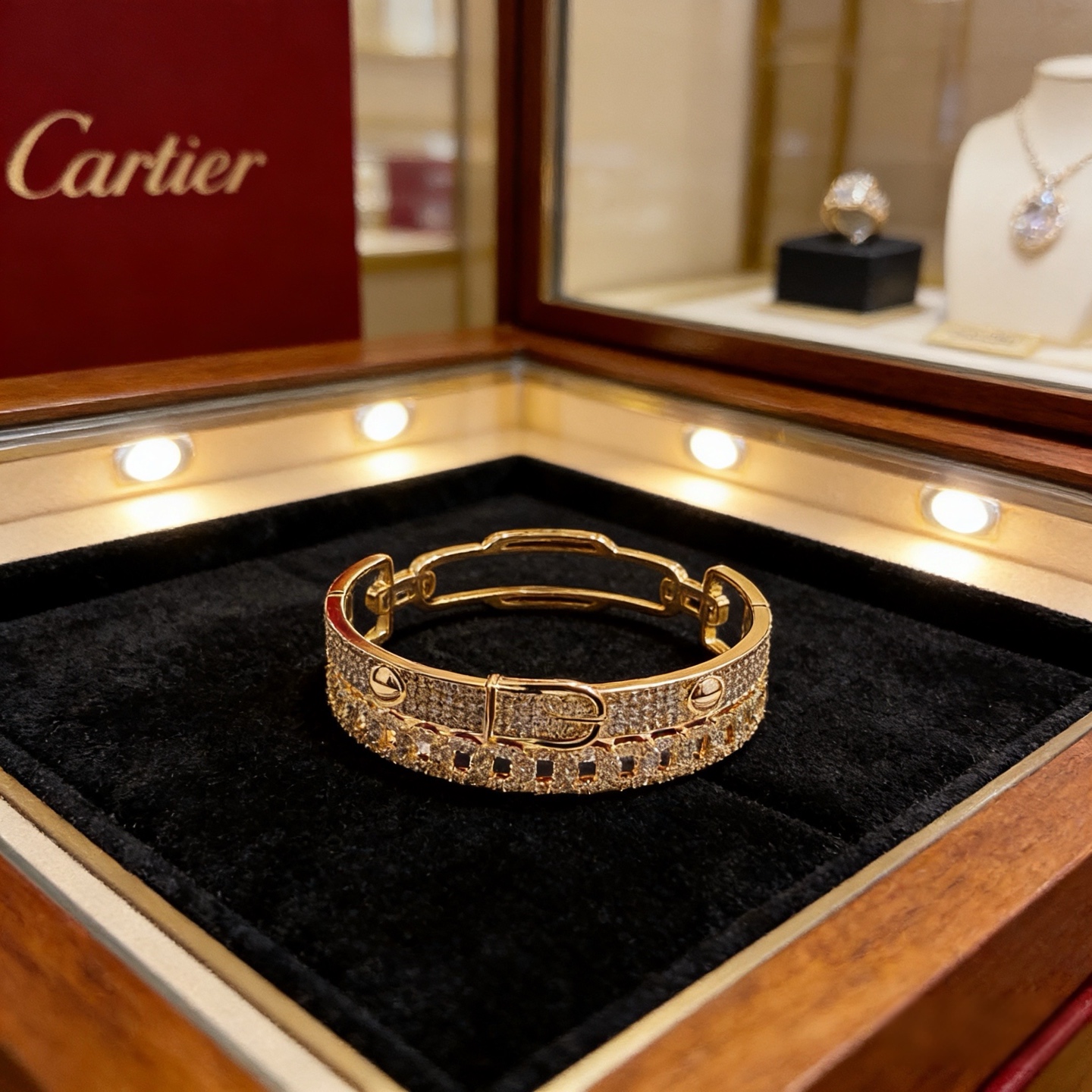 卡地亚手镯 高端定制版本 镶嵌钻工艺 V金材质 经典而时尚风格 用凌厉线条重构爱情美学！打破常规，镶嵌钻