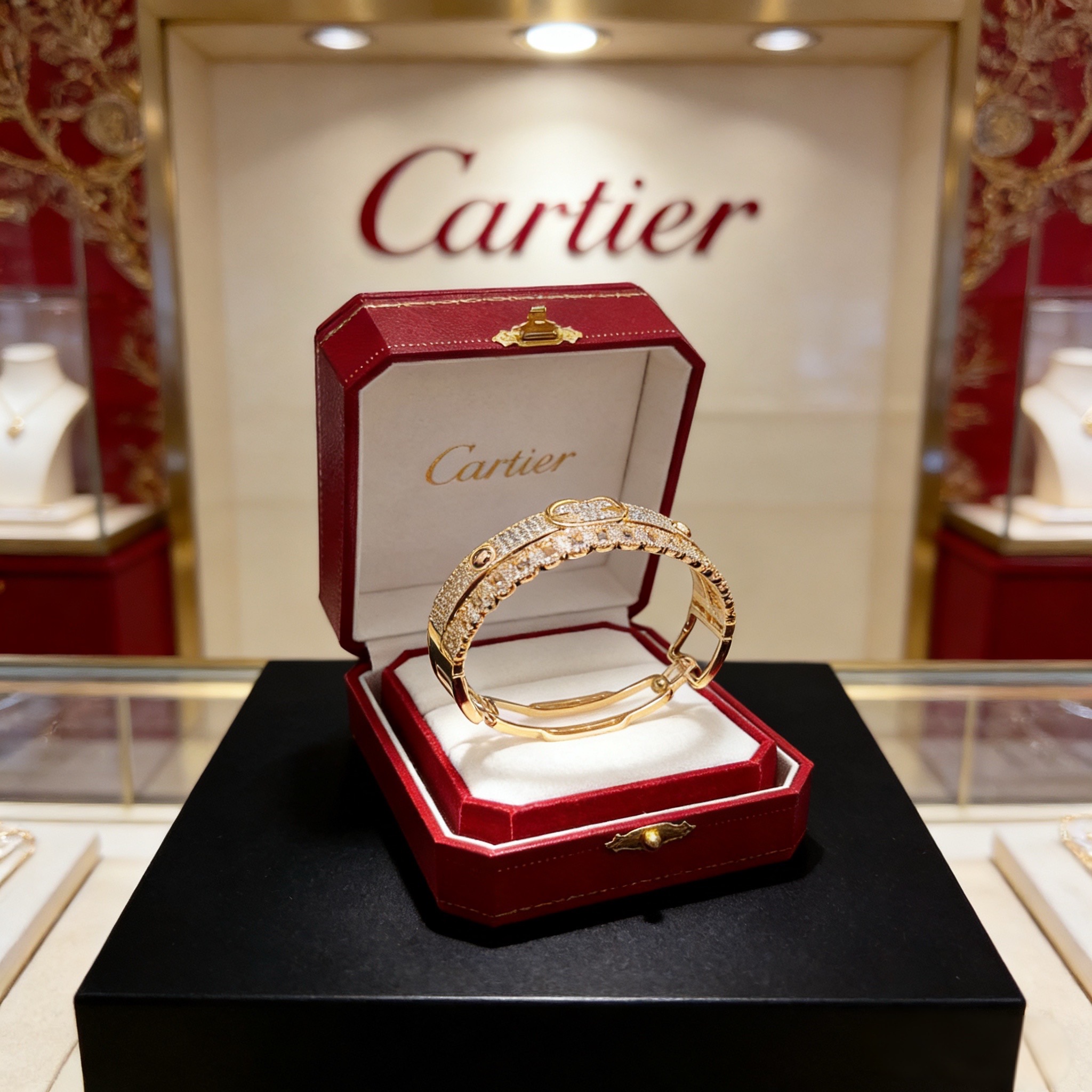 卡地亚手镯 高端定制版本 镶嵌钻工艺 V金材质 经典而时尚风格 用凌厉线条重构爱情美学！打破常规，镶嵌钻