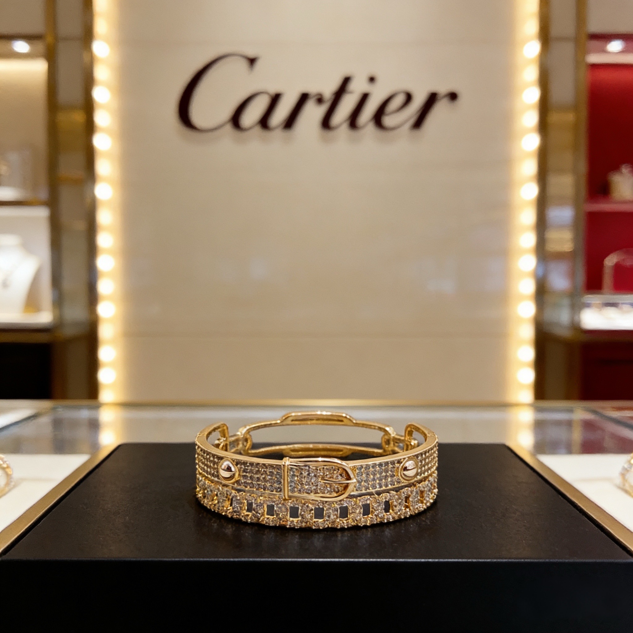卡地亚手镯 高端定制版本 镶嵌钻工艺 V金材质 经典而时尚风格 用凌厉线条重构爱情美学！打破常规，镶嵌钻