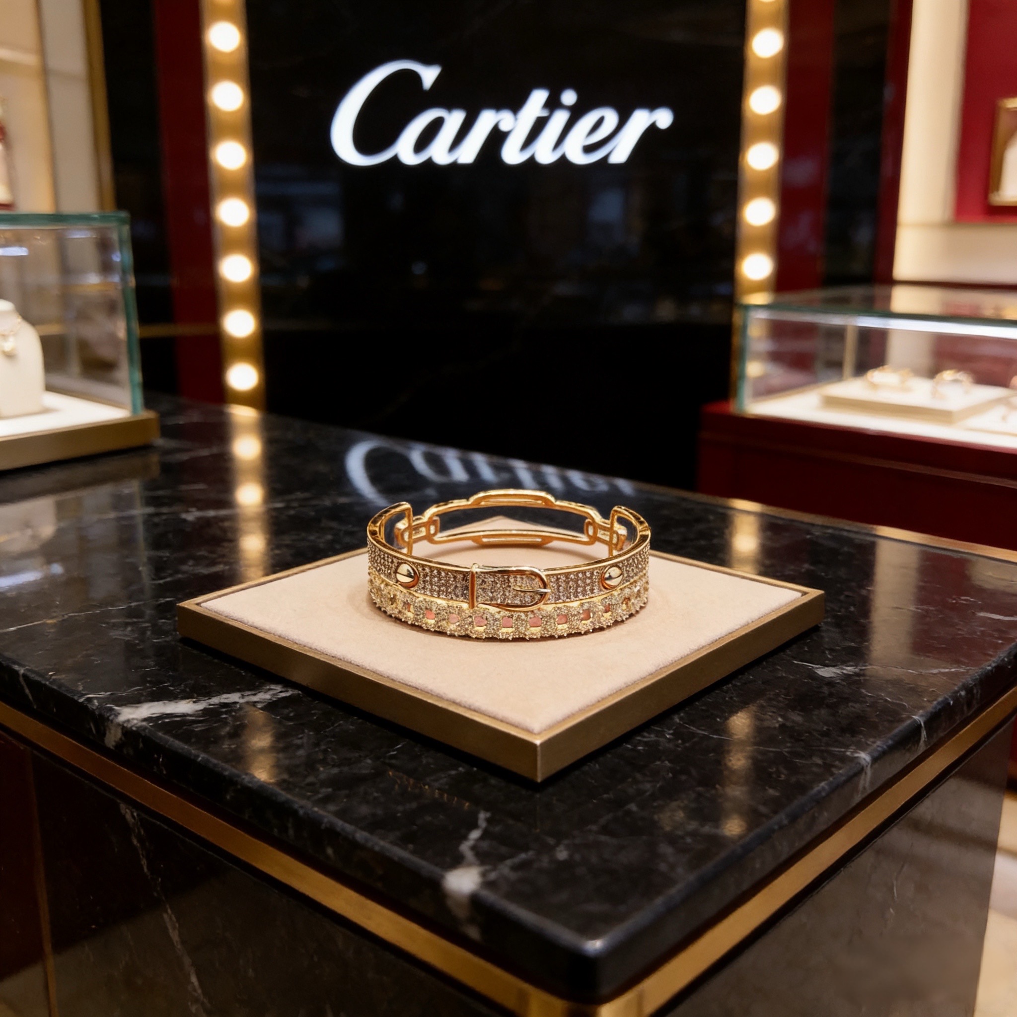 卡地亚手镯 高端定制版本 镶嵌钻工艺 V金材质 经典而时尚风格 用凌厉线条重构爱情美学！打破常规，镶嵌钻