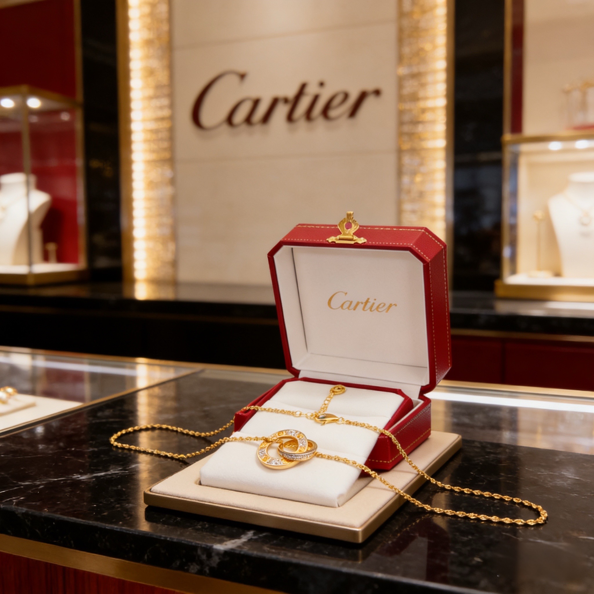 卡地亚镶钻项链 高端定制版本 镶嵌钻工艺 V金材质 经典而时尚风格 用凌厉线条重构爱情美学！打破常规，镶