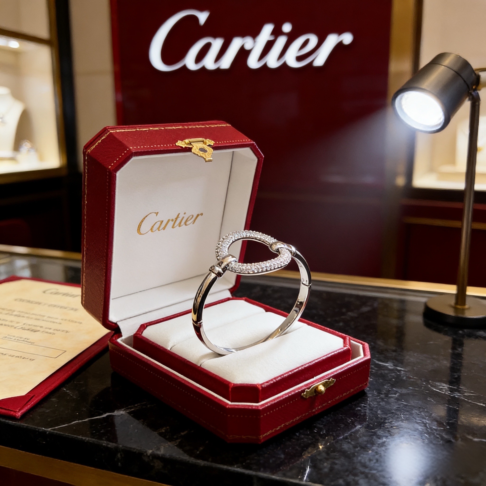 卡地亚手镯 高端定制版本 镶嵌钻工艺 V金材质 经典而时尚风格 用凌厉线条重构爱情美学！打破常规，镶嵌钻