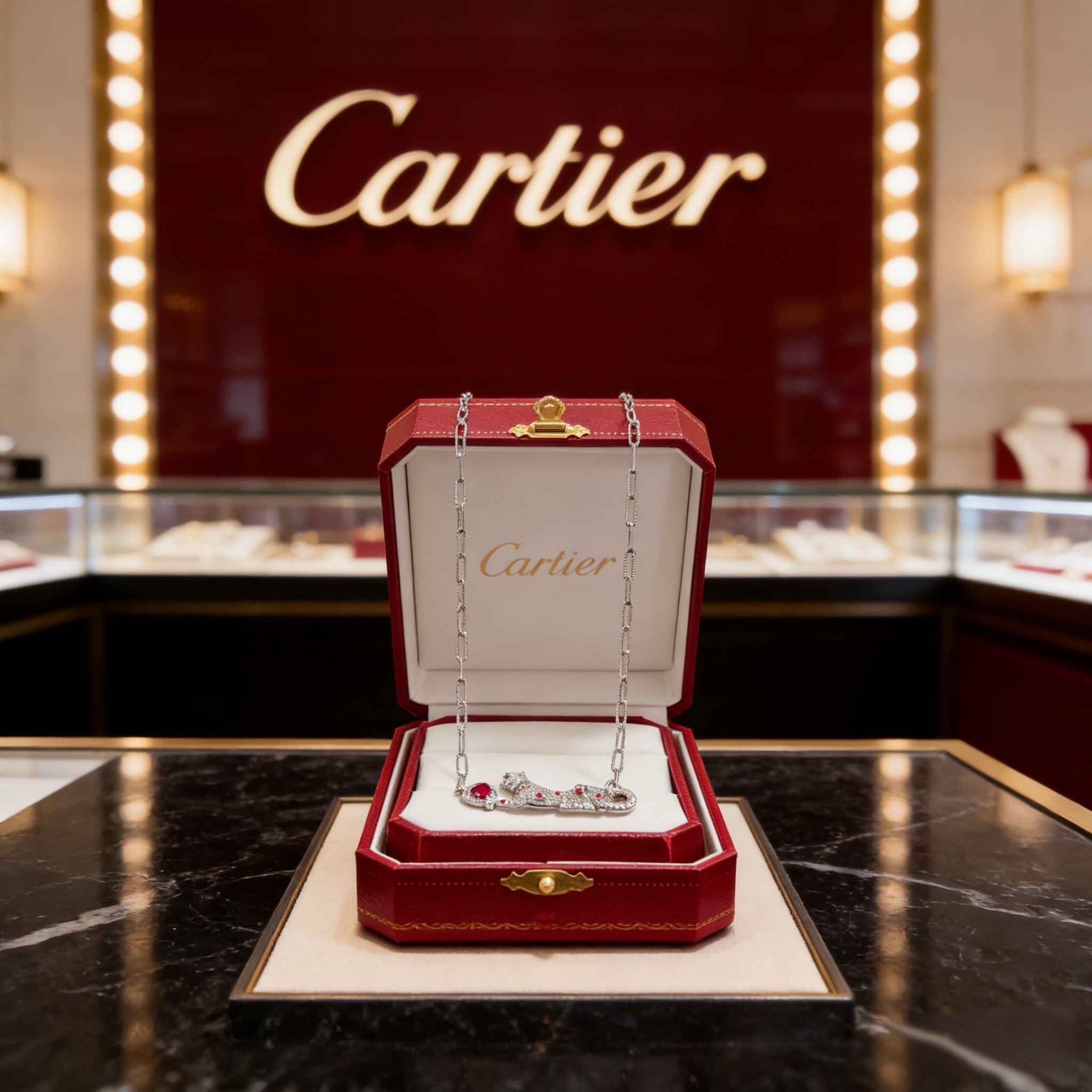 卡地亚镶钻猎豹项链 高端定制版本 镶嵌钻工艺 V金材质 经典而时尚风格 用凌厉线条重构爱情美学！打破常规