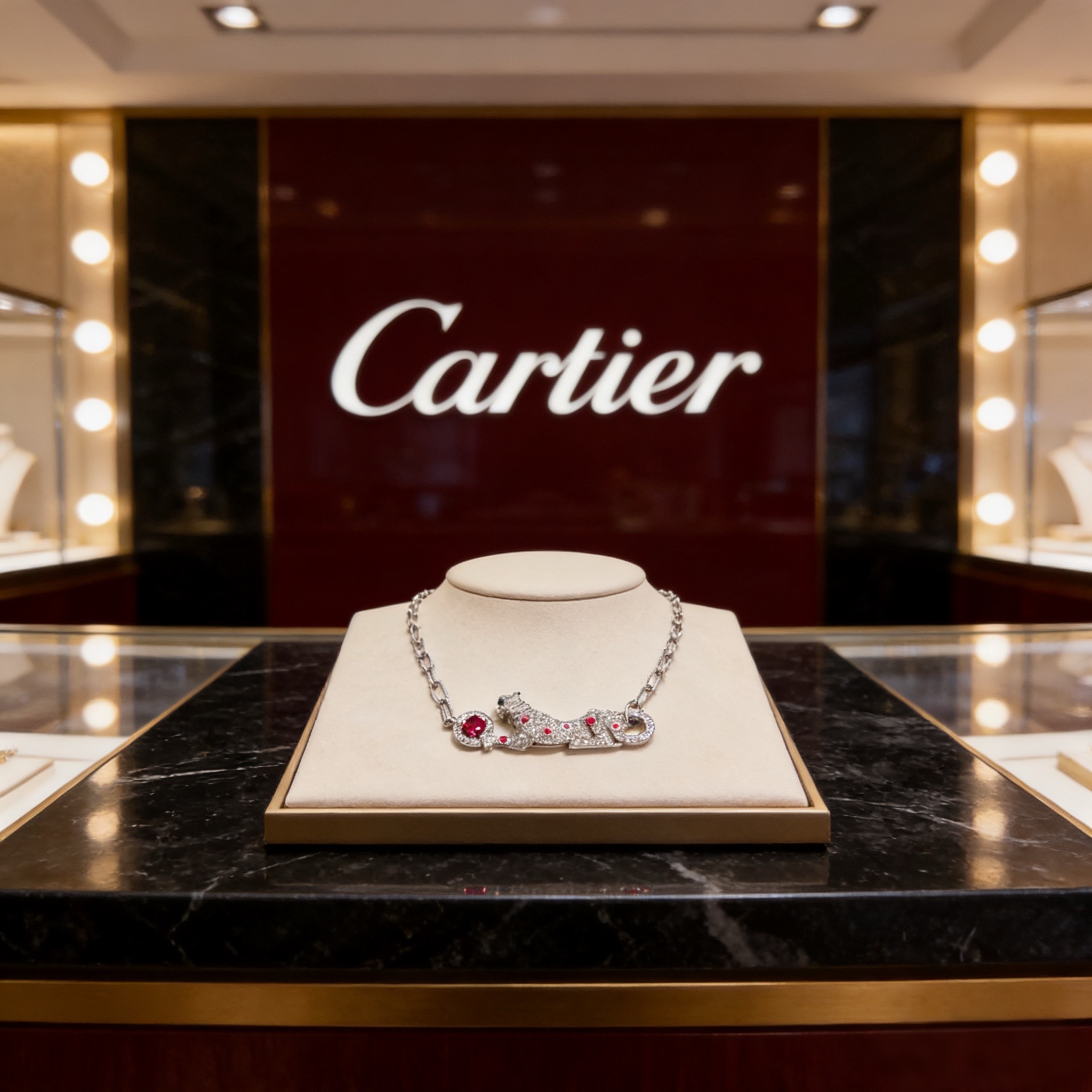 卡地亚镶钻猎豹项链 高端定制版本 镶嵌钻工艺 V金材质 经典而时尚风格 用凌厉线条重构爱情美学！打破常规