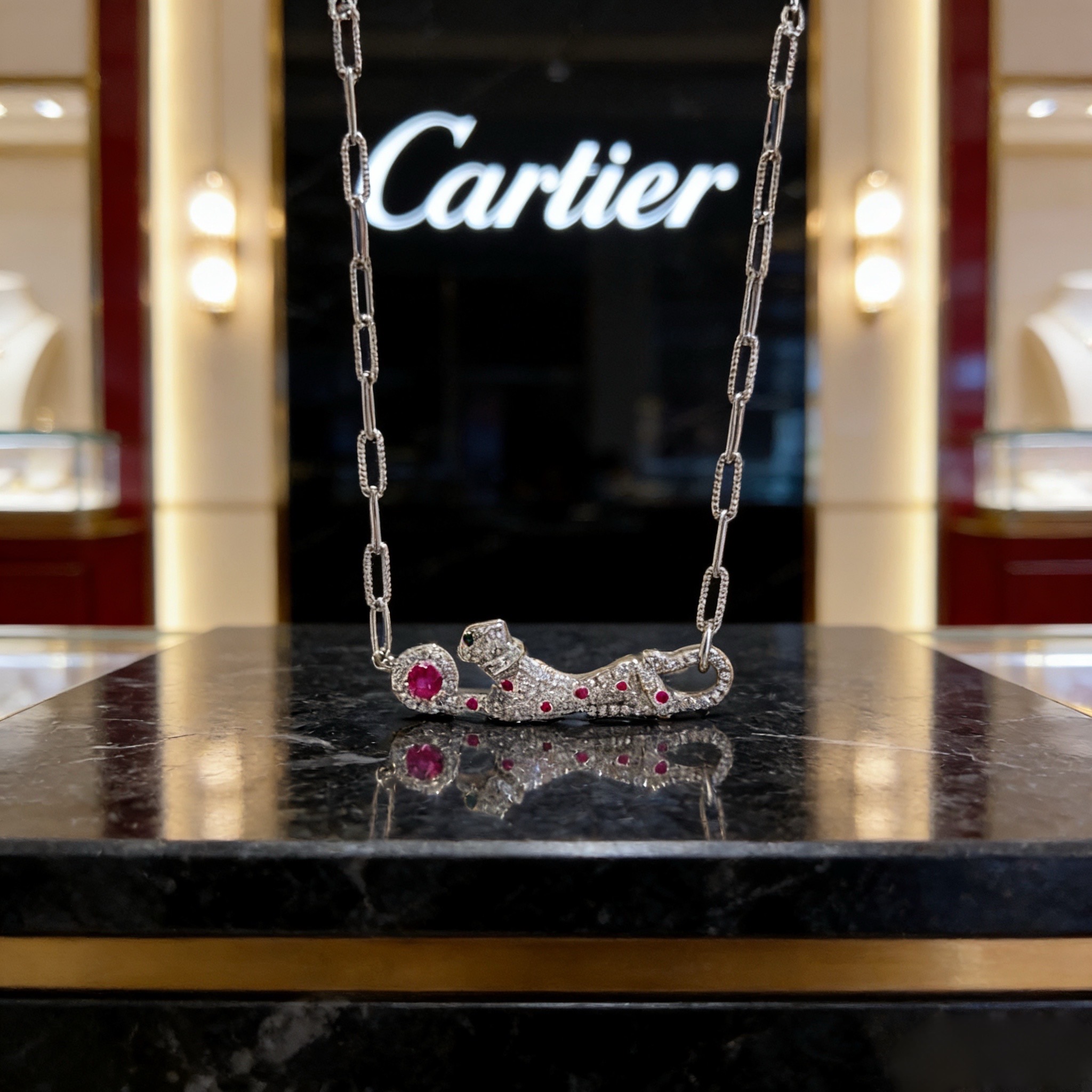 NO:754870,Cartier diamond-encrusted cheetah necklace. High-end customized version. Diamond-encrusted craftsmanship. V gold material. Classic and fashionable style. Reconstruct the aesthetics of love with sharp lines!  Breaking the rules, the diamond-encrusted design actually achieves the ceiling of high-end sense - no need for flashy accumulation, love should be as pure as ever. Cartier is loved by many celebrities and Internet celebrities. The Leopard series bracelet is absolutely an eternal classic, and it is not limited to men and women, and there is no age limit!  Wear it and you will be the center of attention!  , jewelry boutique,cartier,necklace,bracelet19860909卡地亚镶钻猎豹项链 高端定制版本 镶嵌钻工艺 V金材质 经典而时尚风格 用凌厉线条重构爱情美学！打破常规,镶嵌钻设计反而成就高级感天花板——无需浮华堆砌,爱本应纯粹如初 卡地亚受众多明星网红的爱戴 豹子系列手镯 绝对是永恒经典 而且男女不限 年龄不限 ！戴上它你就是焦点！,饰品精品,cartier,necklace,bracelet,Jewelry