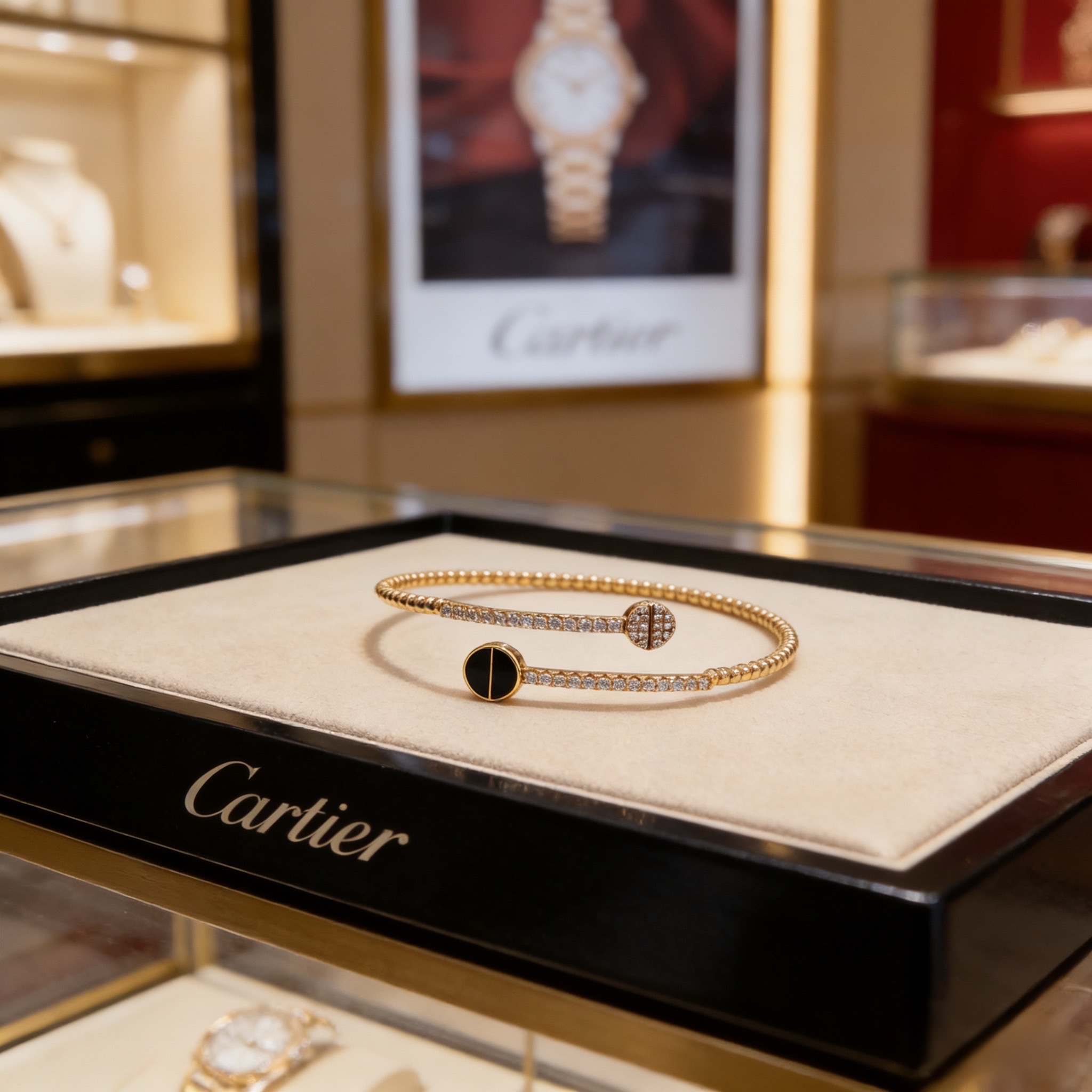 卡地亚手镯 高端定制版本 镶嵌钻工艺 V金材质 经典而时尚风格 用凌厉线条重构爱情美学！打破常规，镶嵌钻