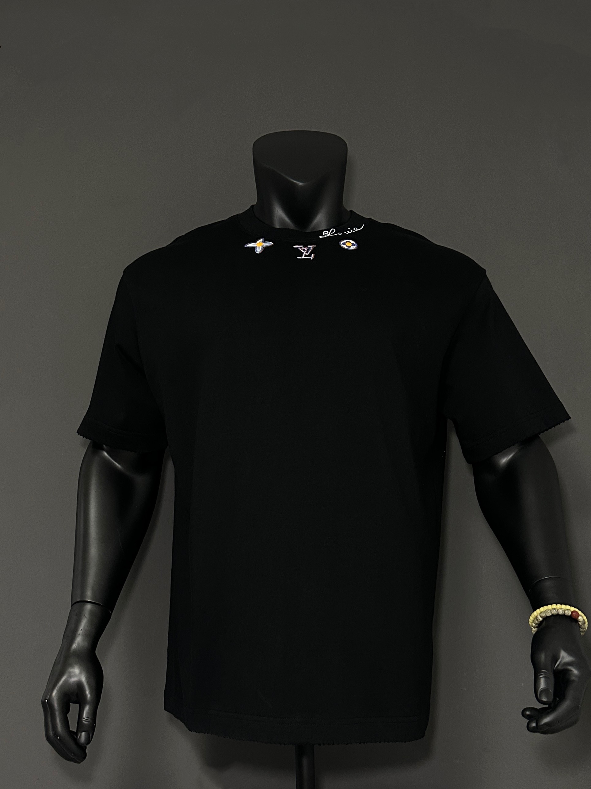 P110 [Calidad exclusiva para tiendas físicas] Nueva camiseta LV de diseño pintado a mano, tejido de doble hilo pesado d…