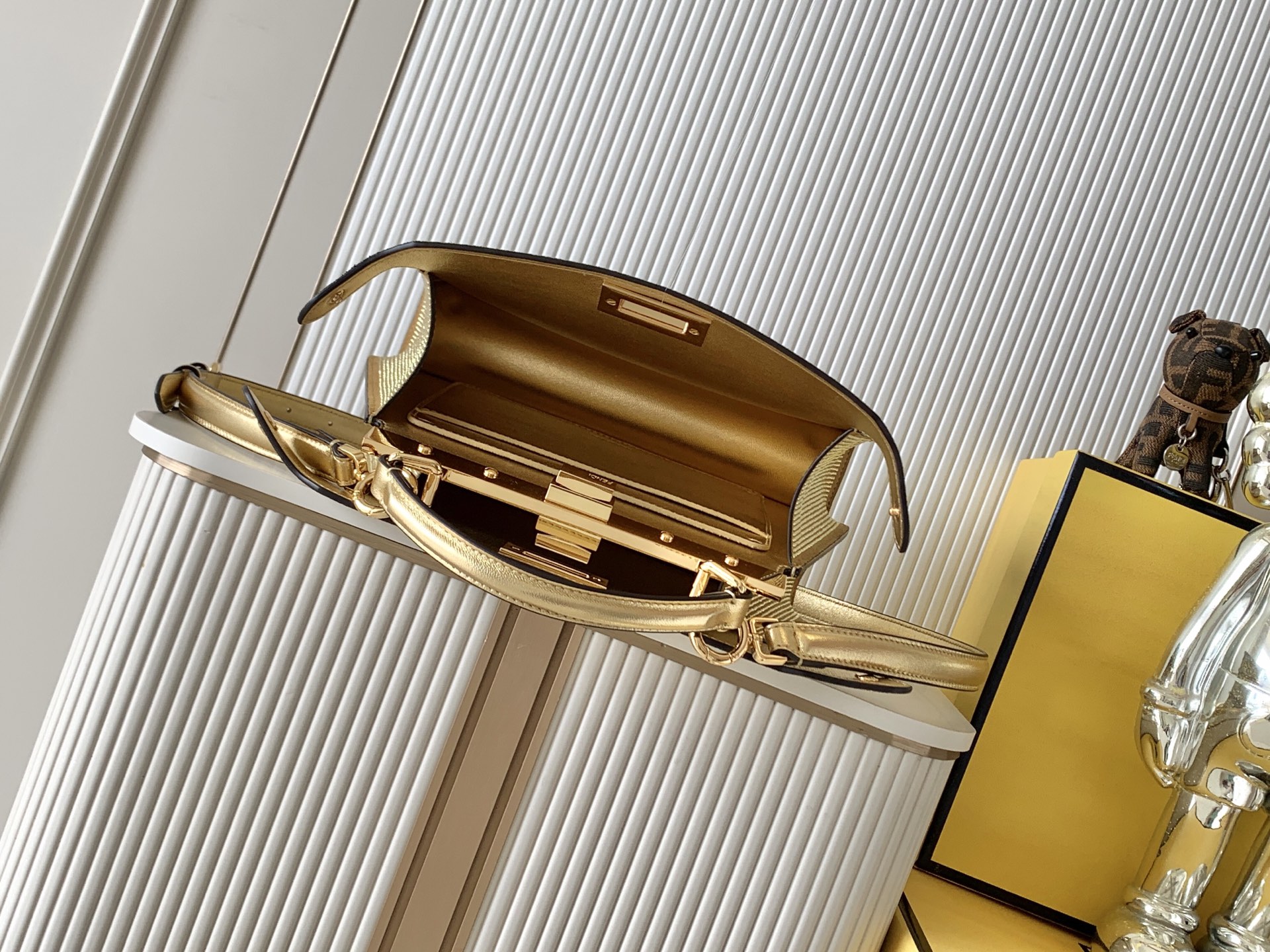 fendi peekaboo iseeu small gold crystal bag