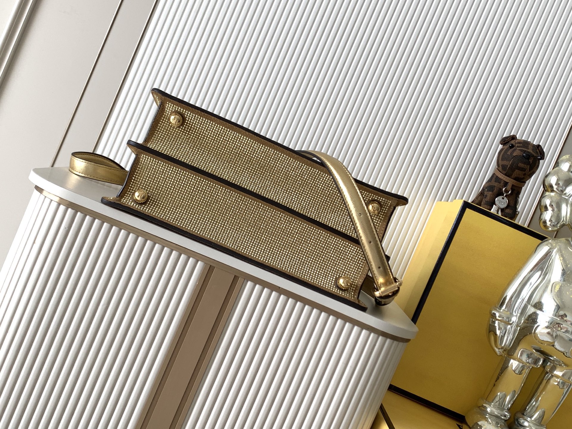 fendi peekaboo iseeu small gold crystal bag