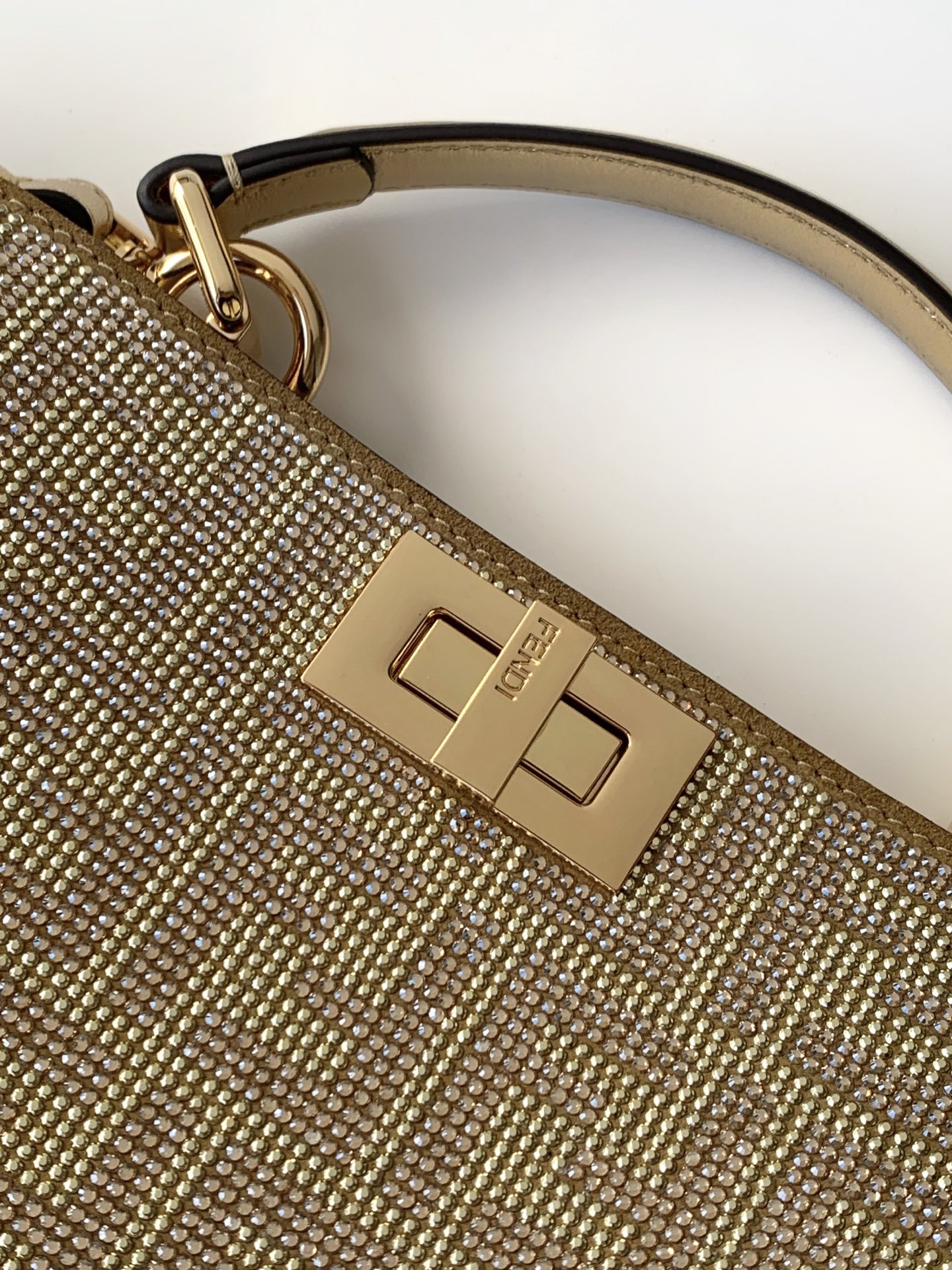 fendi peekaboo iseeu small gold crystal bag