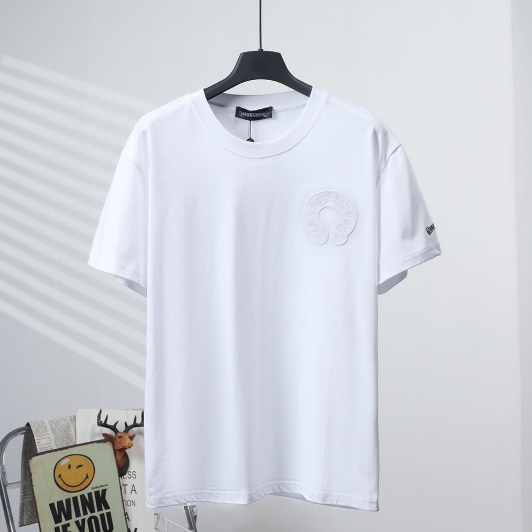 Chrome Hearts Faux
 Vêtements T-Shirt Noir Blanc Unisexe Manches courtes