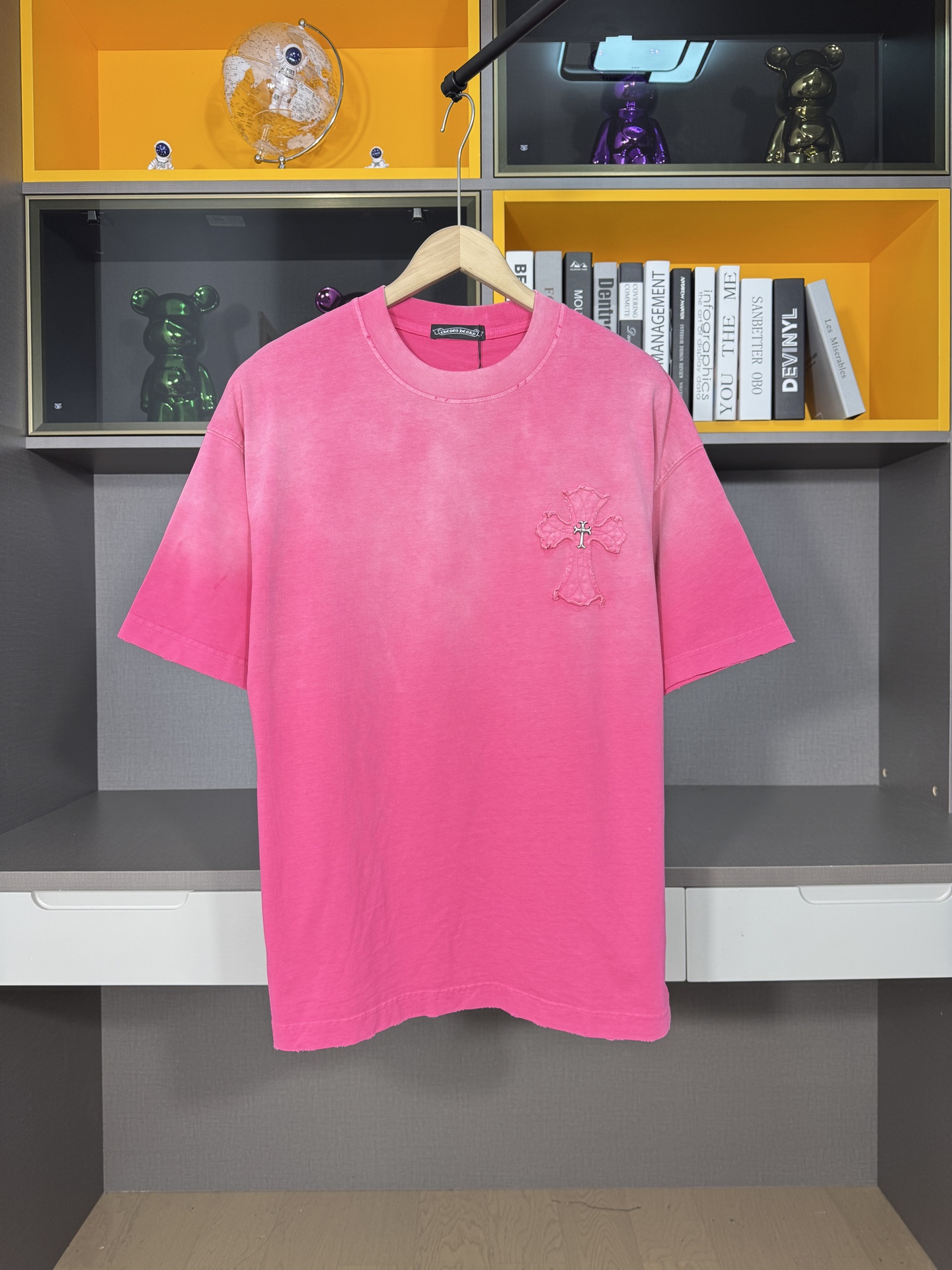 ch高版本克罗心Chrome Hearts 2025春夏新款十字贴布水洗短袖T...