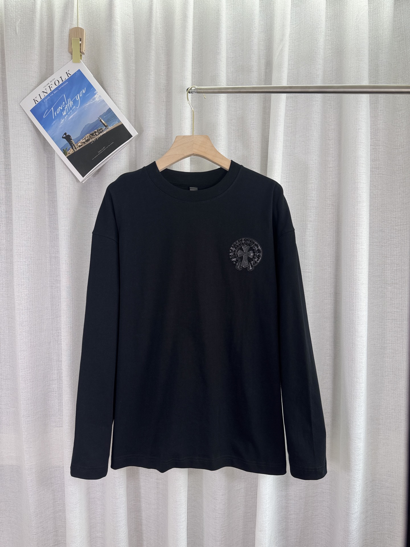 Chrome Hearts Camiseta de Manga Larga con Diseño de Brújula de Perlas