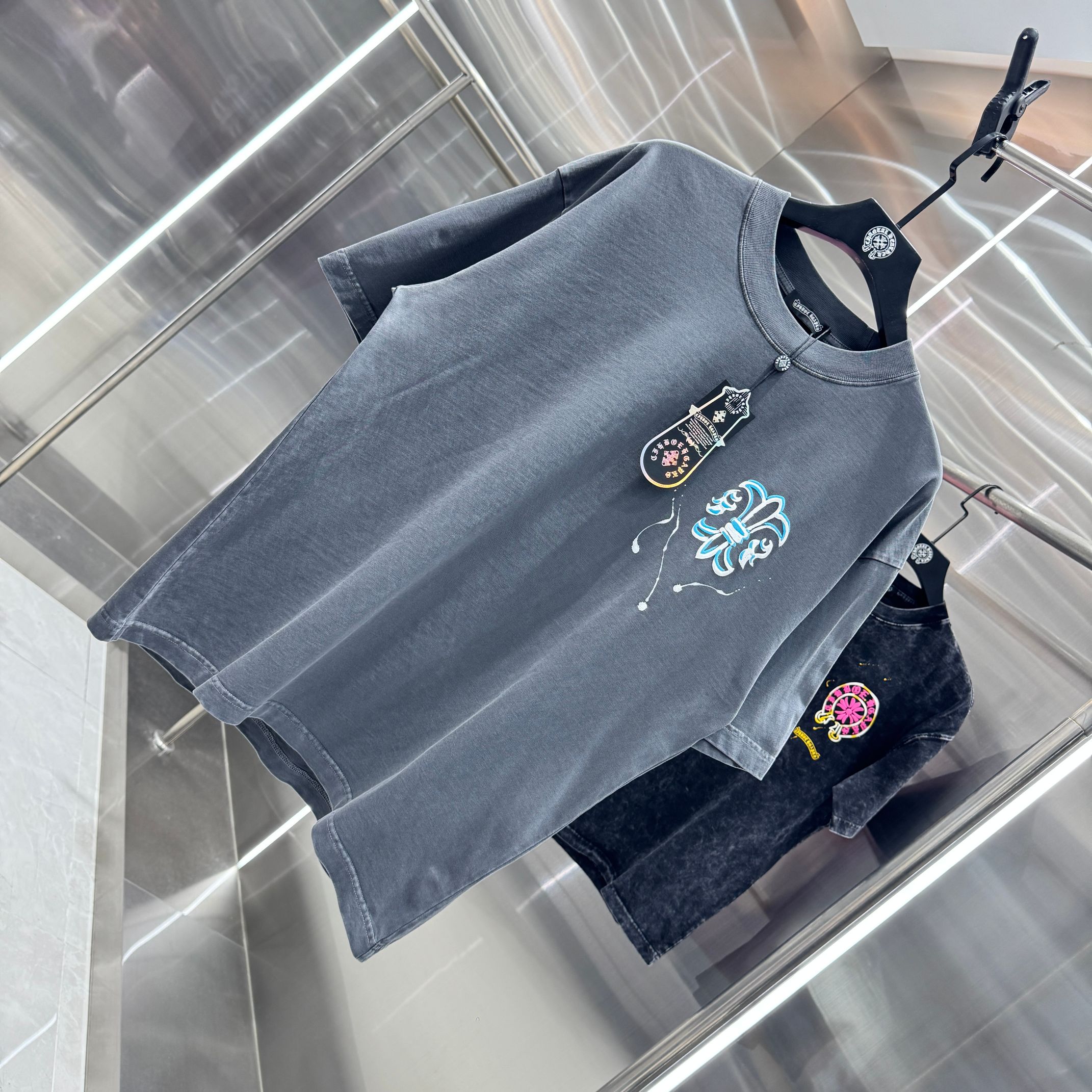 Chrome Hearts 克罗心 CH 春夏新款 2026 发泡印花，手工甩浆印花工艺短袖T恤 重工水洗面料320克重