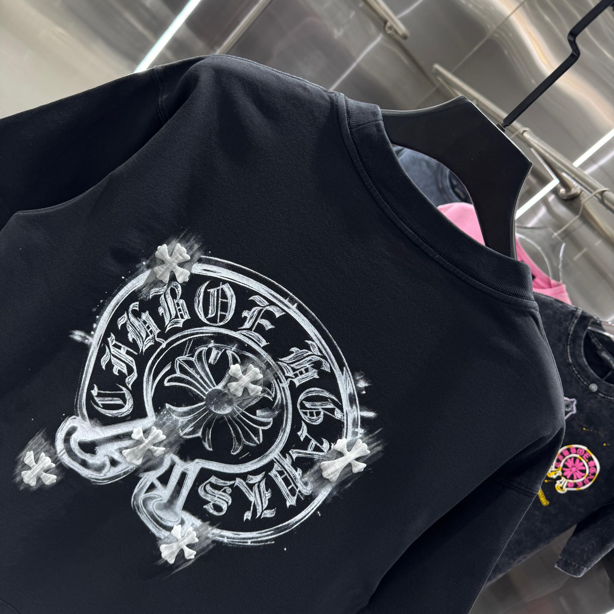 Chrome Hearts 克罗心 CH 春夏新款 2026 手工刷浆印花工艺短袖T恤 重工水洗面料320克重