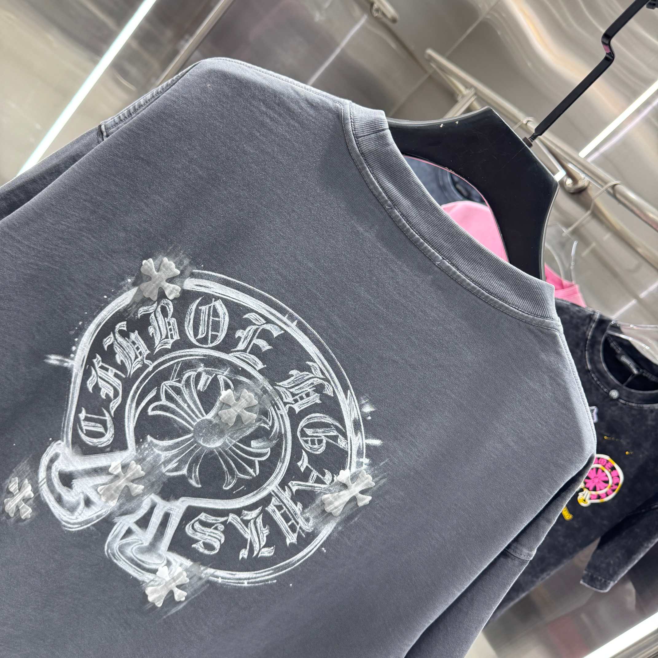 Chrome Hearts 克罗心 CH 春夏新款 2026 手工刷浆印花工艺短袖T恤 重工水洗面料320克重