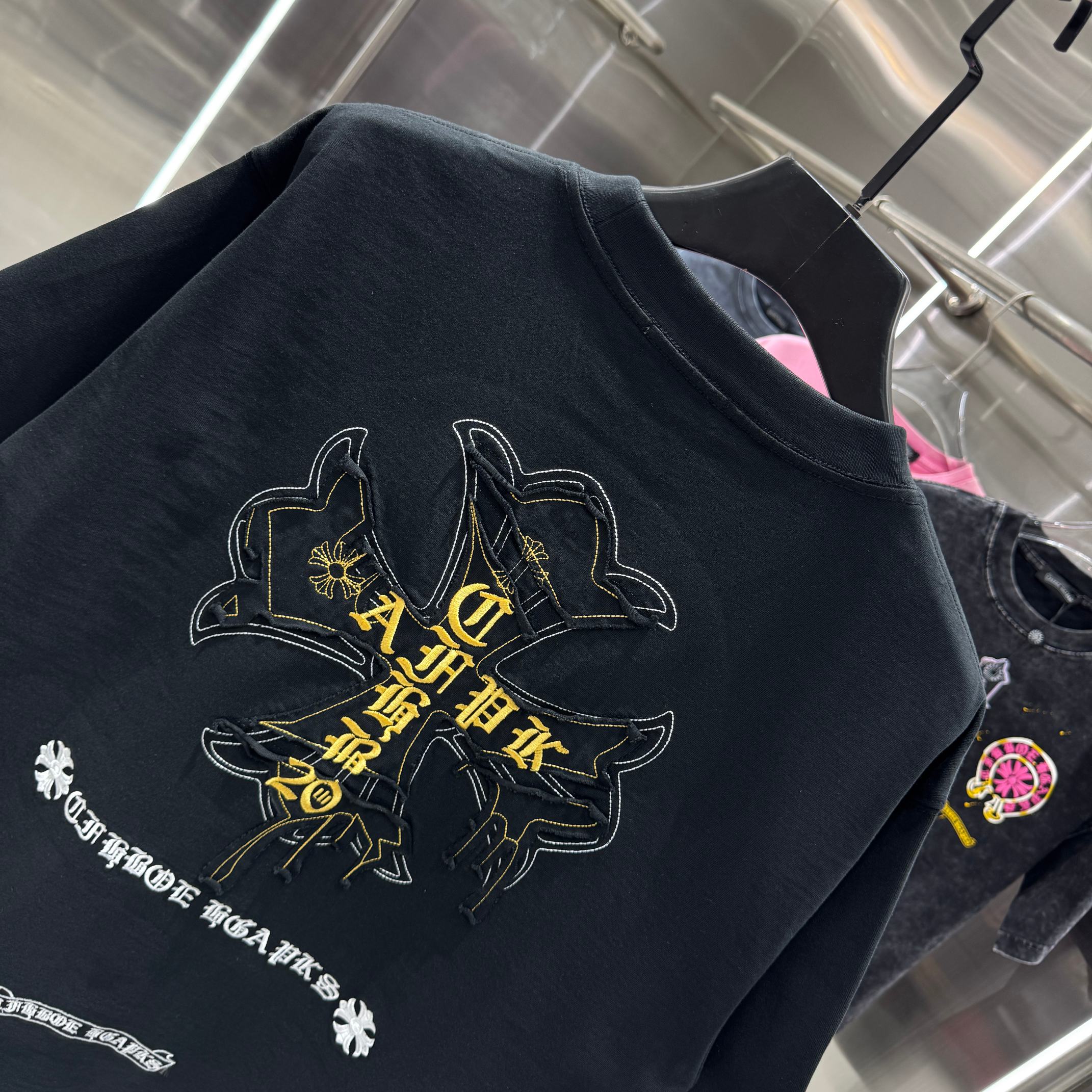 Chrome Hearts 克罗心 CH 春夏新款 2026 重工水洗贴布绣 万针刺绣工艺短袖T恤 重工水洗面料300克重
