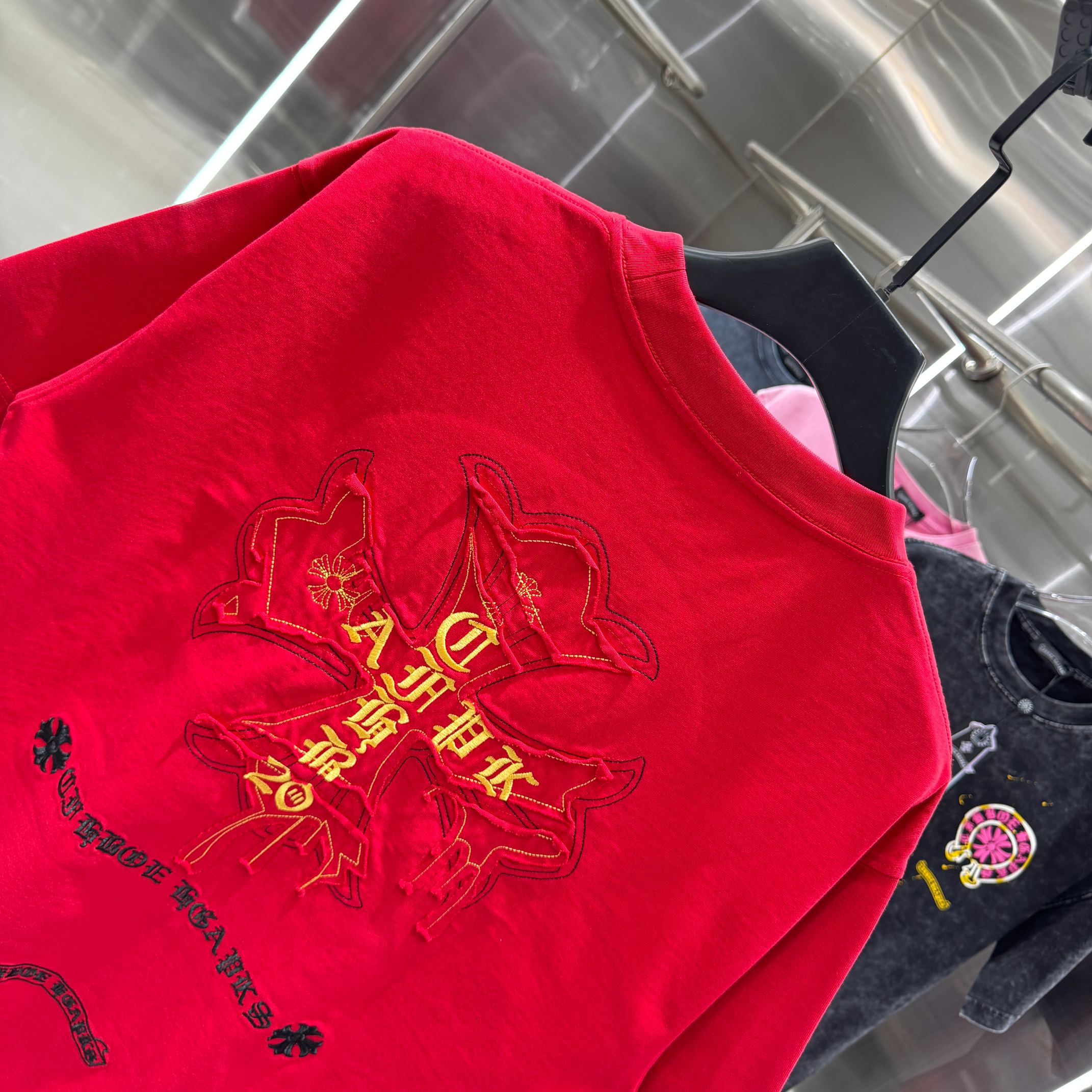 Chrome Hearts 克罗心 CH 春夏新款 2026 重工水洗贴布绣 万针刺绣工艺短袖T恤 重工水洗面料300克重