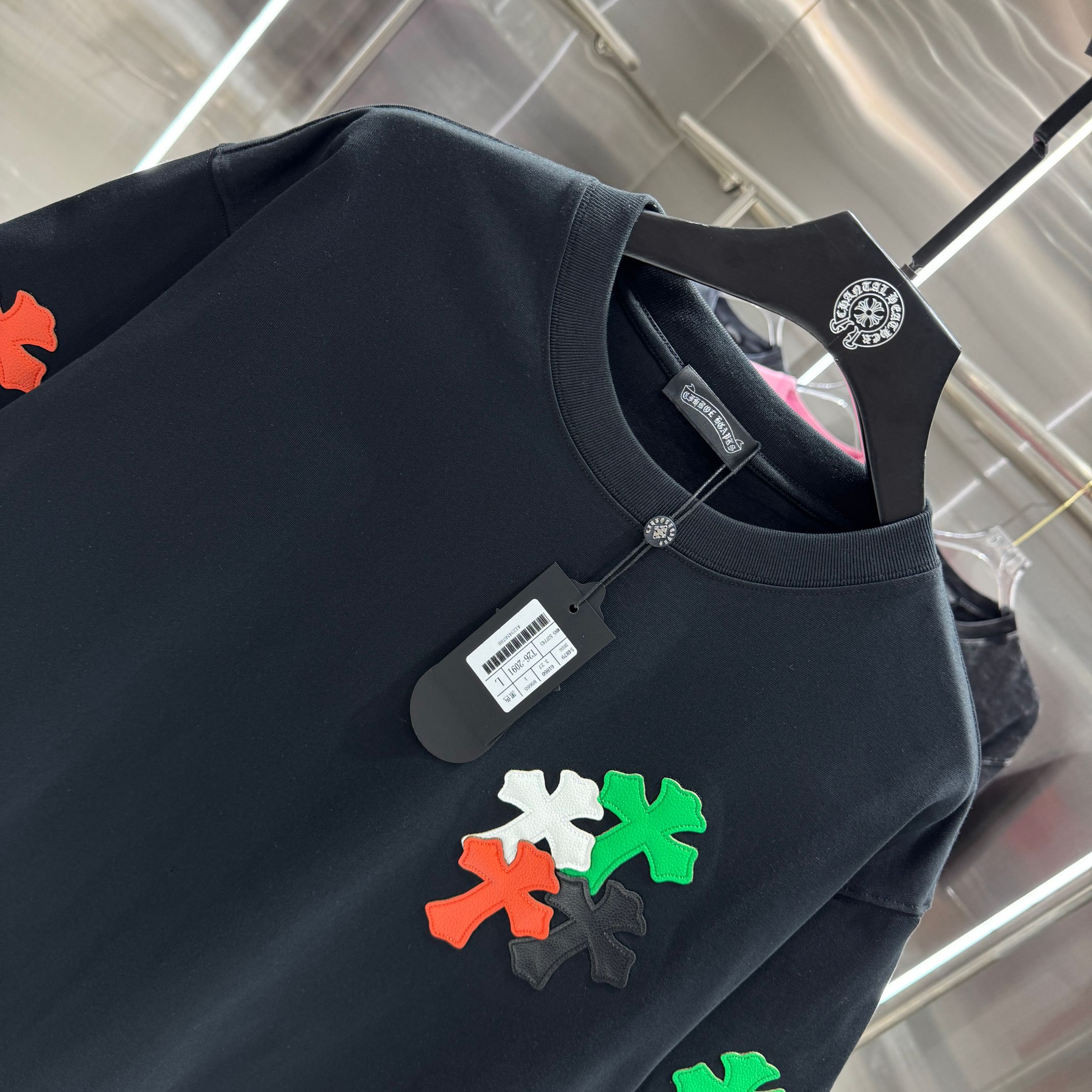 Chrome Hearts 克罗心 CH 春夏新款 十字架拼皮刺绣2026 工艺短袖T恤 重工面料300克重
