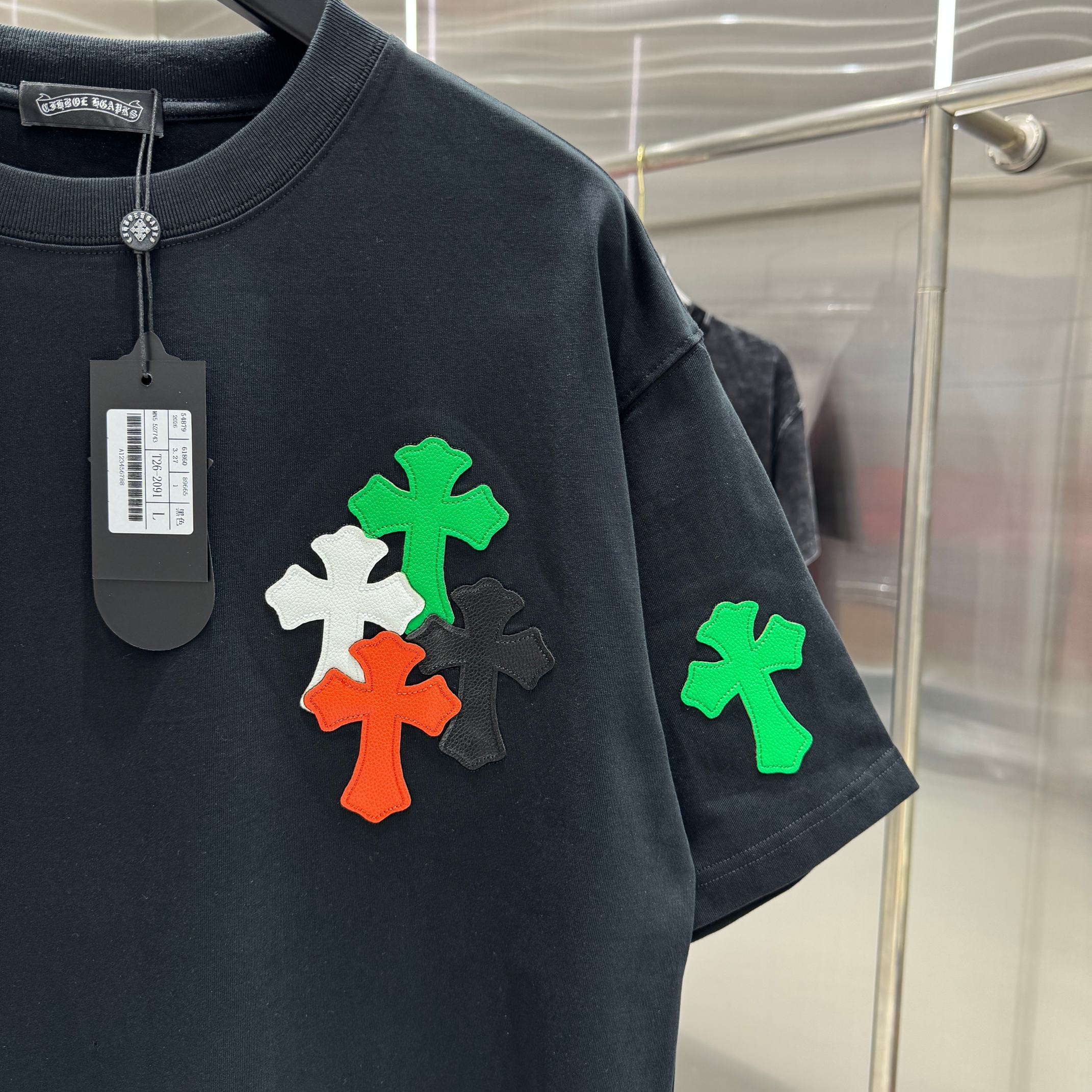 Chrome Hearts 克罗心 CH 春夏新款 十字架拼皮刺绣2026 工艺短袖T恤 重工面料300克重