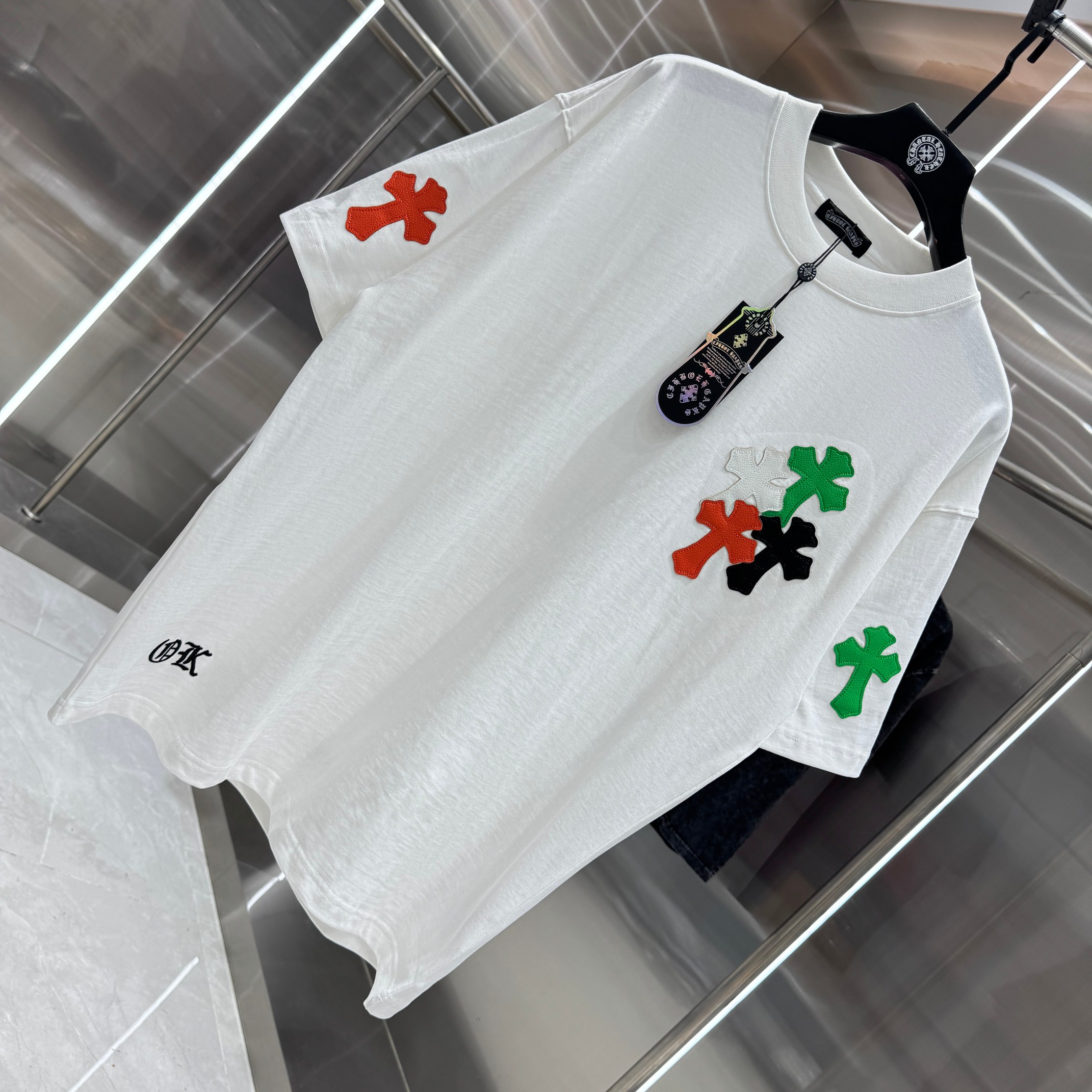 Chrome Hearts 克罗心 CH 春夏新款 十字架拼皮刺绣2026 工艺短袖T恤 重工面料300克重