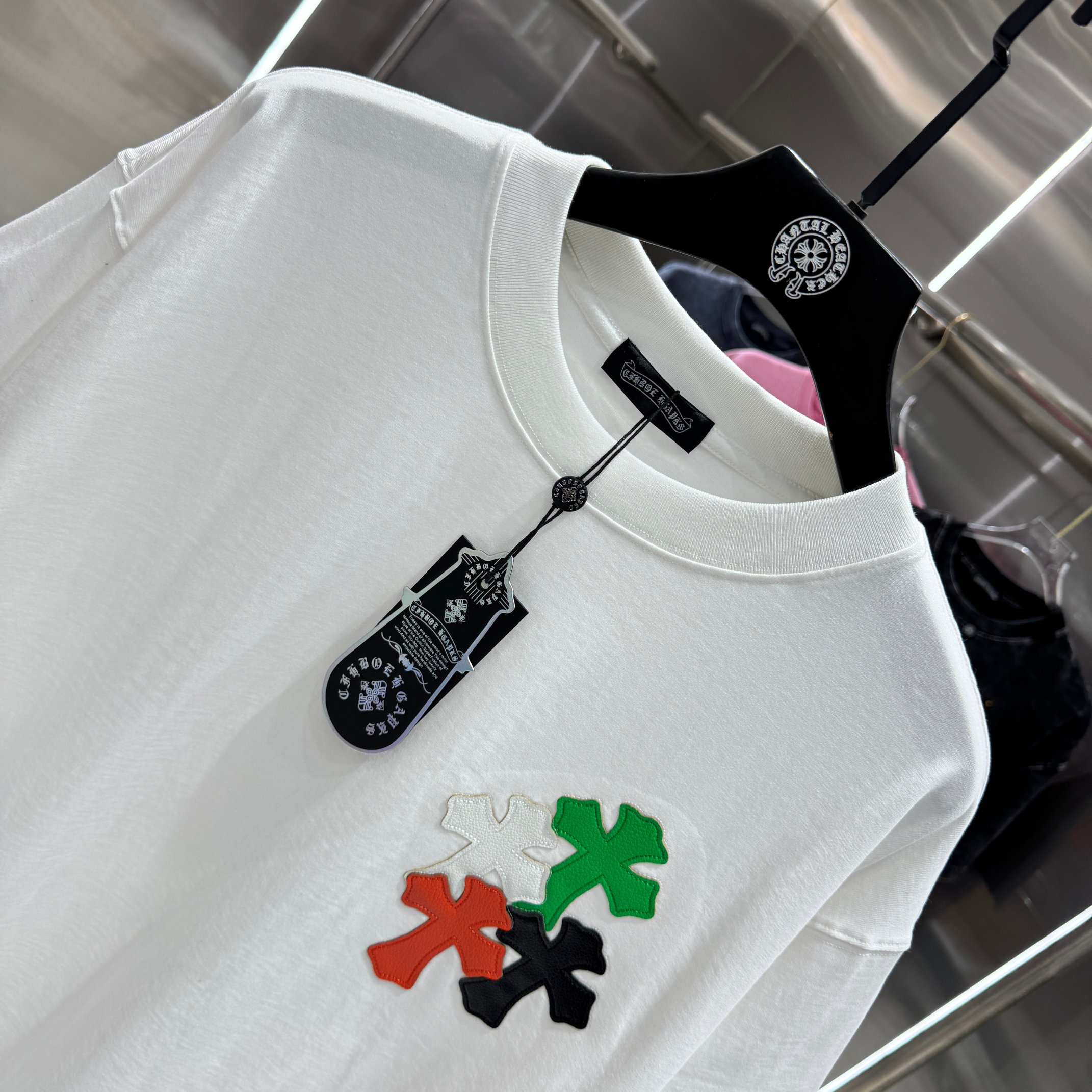 Chrome Hearts 克罗心 CH 春夏新款 十字架拼皮刺绣2026 工艺短袖T恤 重工面料300克重