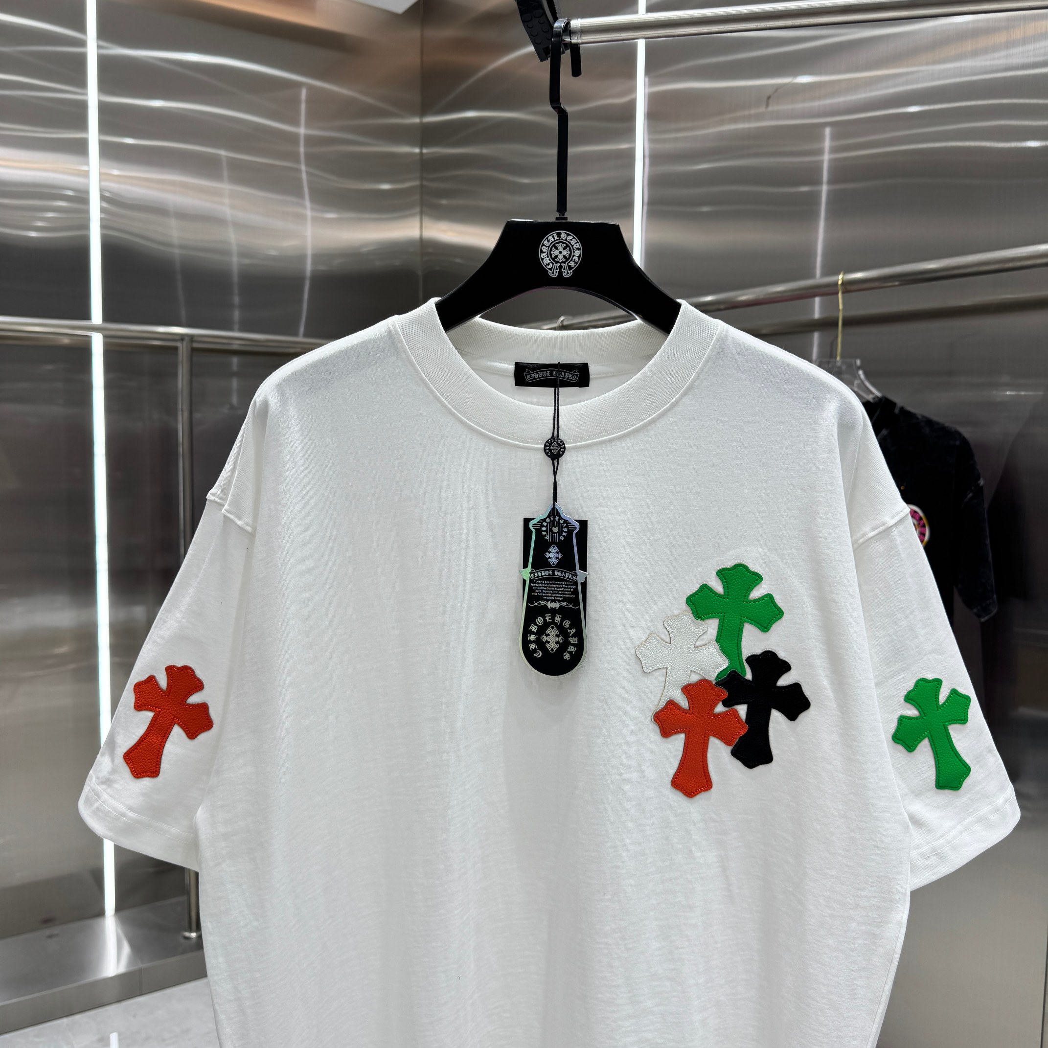 Chrome Hearts 克罗心 CH 春夏新款 十字架拼皮刺绣2026 工艺短袖T恤 重工面料300克重
