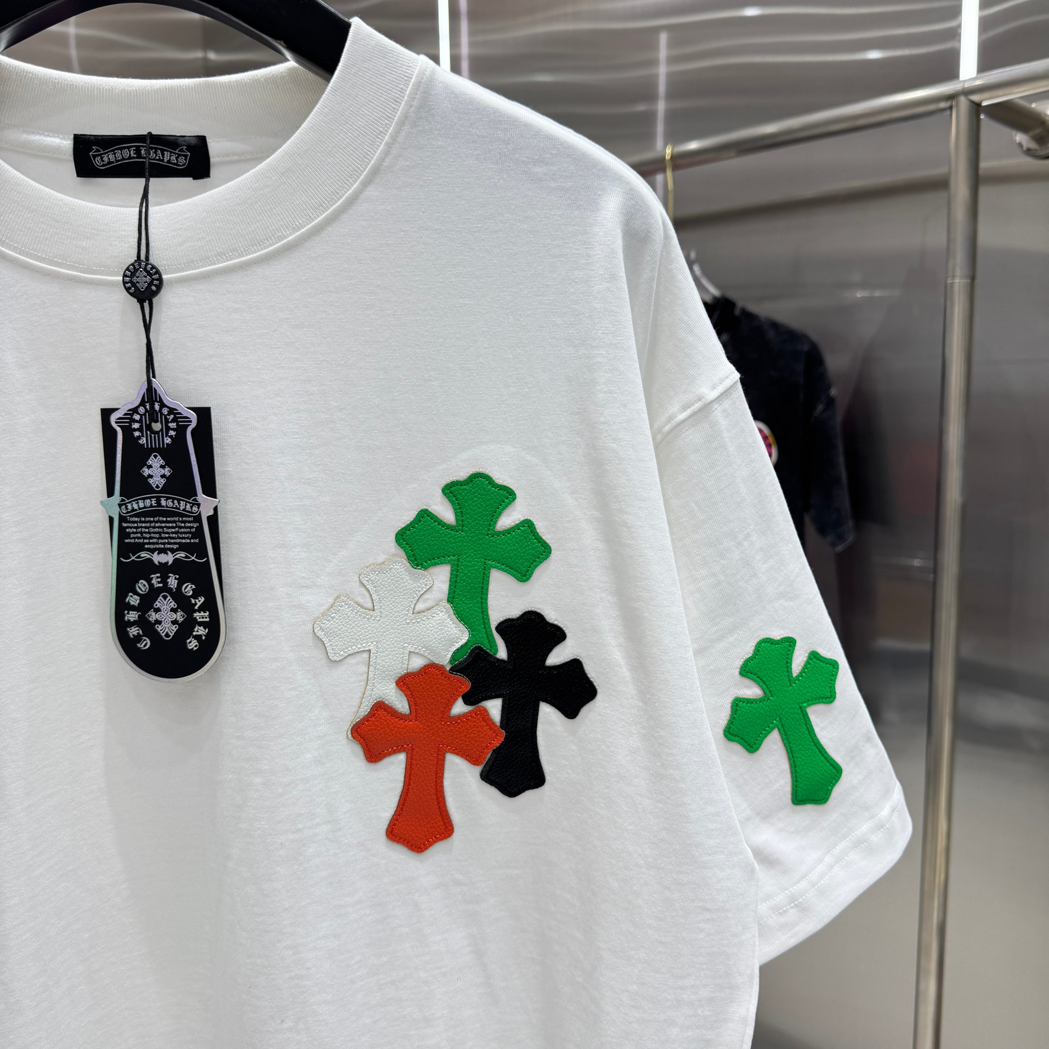 Chrome Hearts 克罗心 CH 春夏新款 十字架拼皮刺绣2026 工艺短袖T恤 重工面料300克重