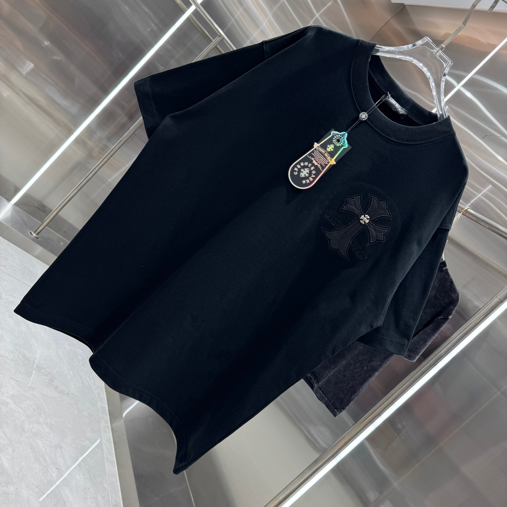 Chrome Hearts 克罗心 CH 春夏新款 2026 十字架拼皮＋万针刺绣工艺短袖T恤 重工面料300克重
