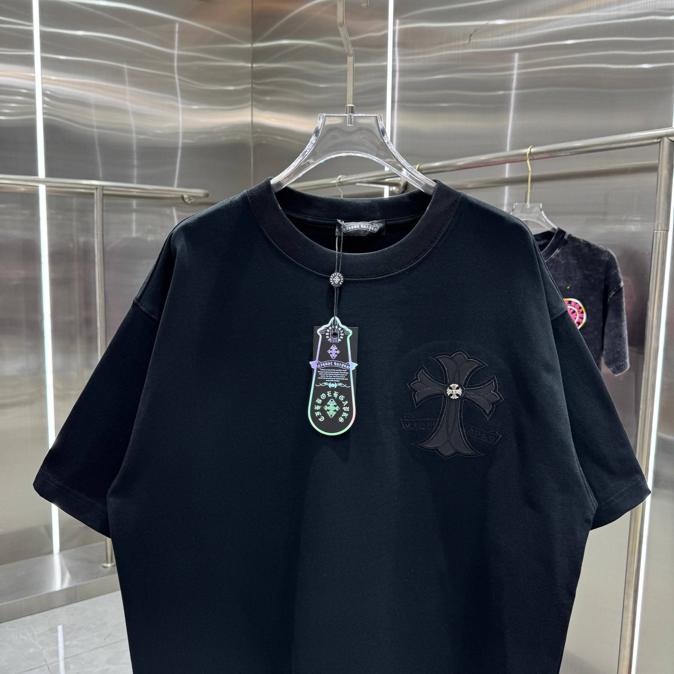 Chrome Hearts 克罗心 CH 春夏新款 2026 十字架拼皮＋万针刺绣工艺短袖T恤 重工面料300克重