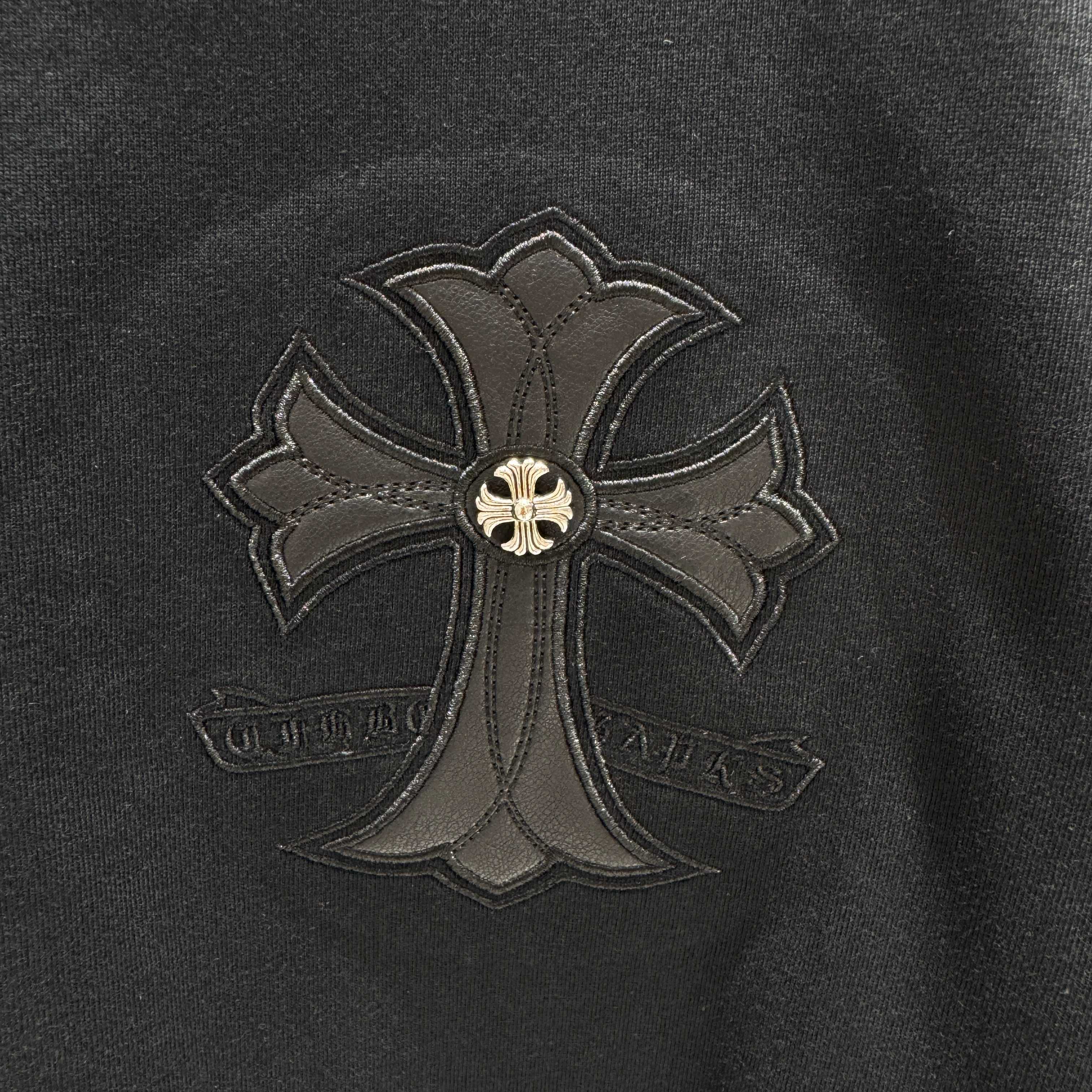 Chrome Hearts 克罗心 CH 春夏新款 2026 十字架拼皮＋万针刺绣工艺短袖T恤 重工面料300克重