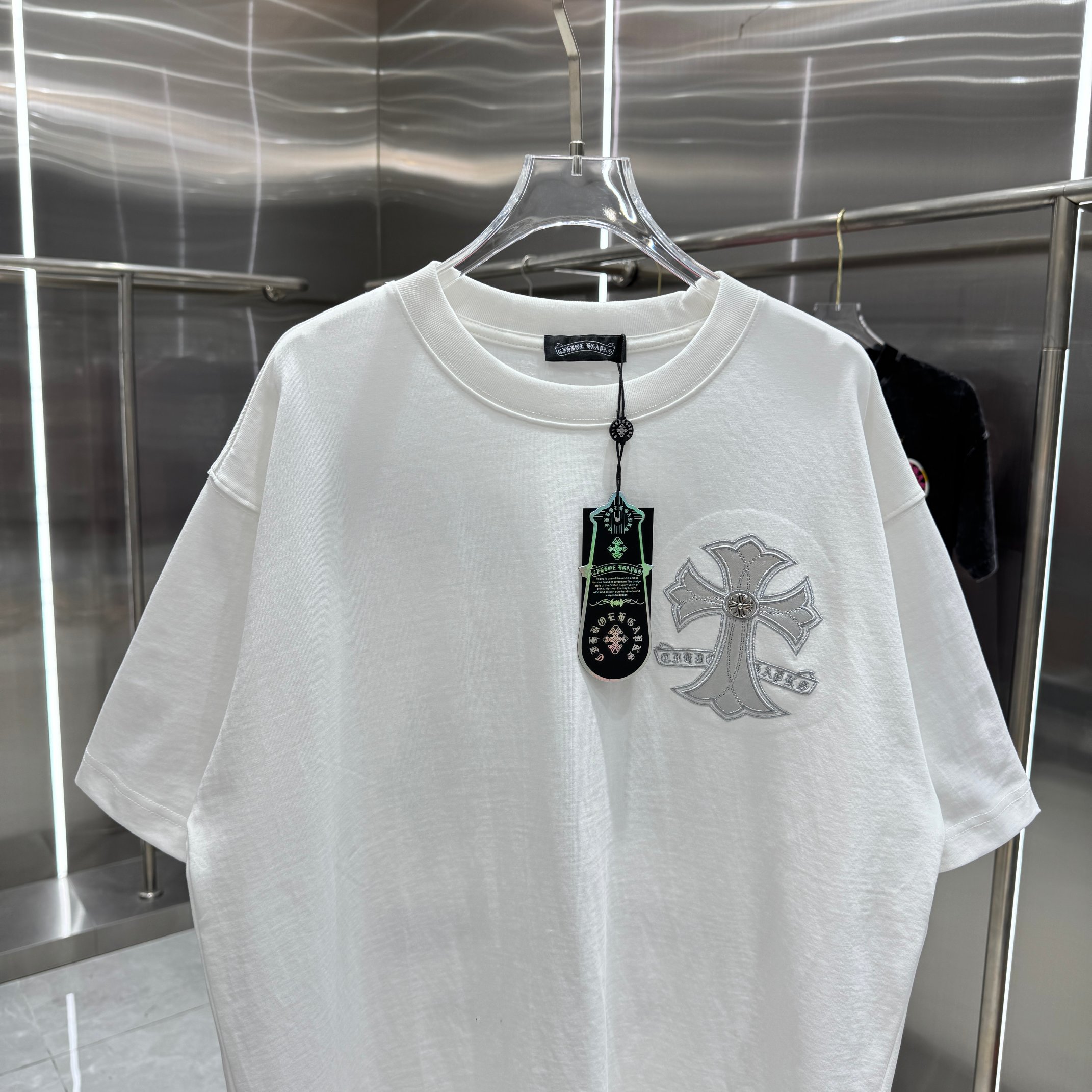 Chrome Hearts 克罗心 CH 春夏新款 2026 十字架拼皮＋万针刺绣工艺短袖T恤 重工面料300克重