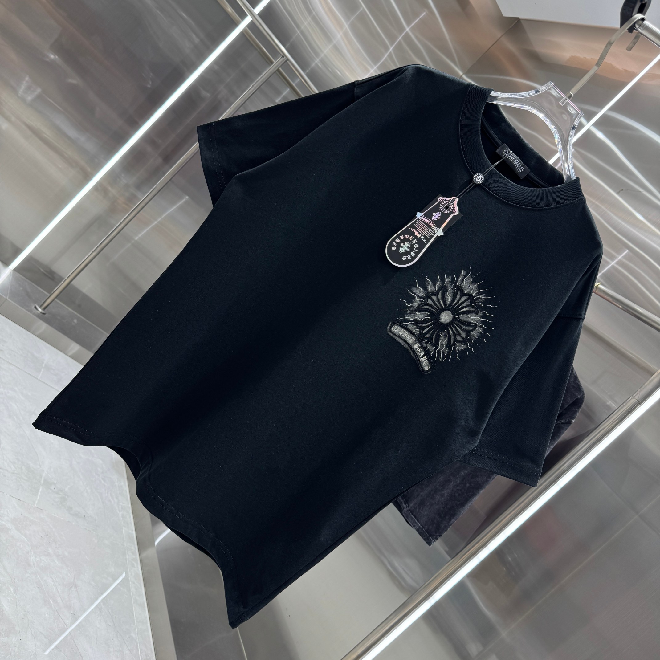 Chrome Hearts 克罗心 CH 春夏新款 2026 重工水洗贴布 手工水浆印花工艺短袖T恤 重工面料320克重