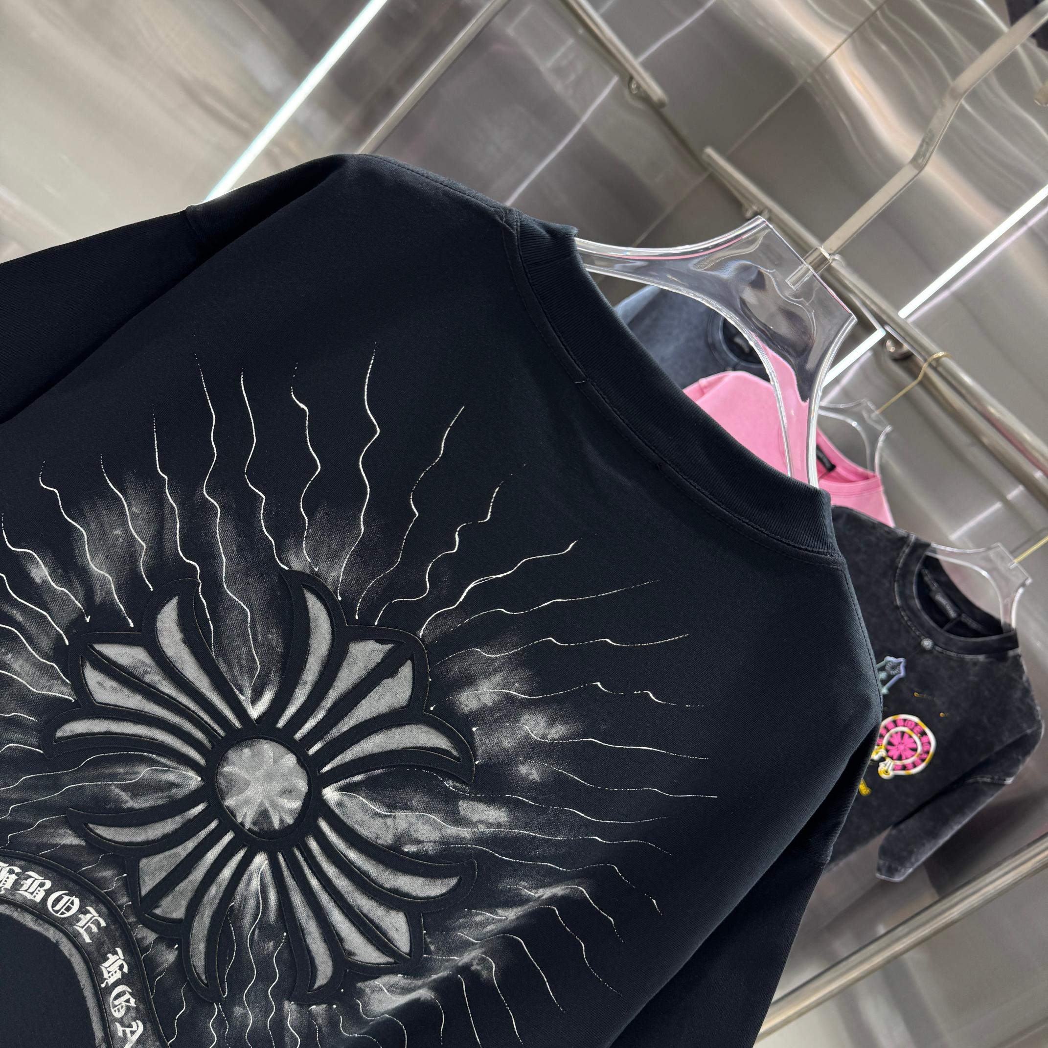 Chrome Hearts 克罗心 CH 春夏新款 2026 重工水洗贴布 手工水浆印花工艺短袖T恤 重工面料320克重