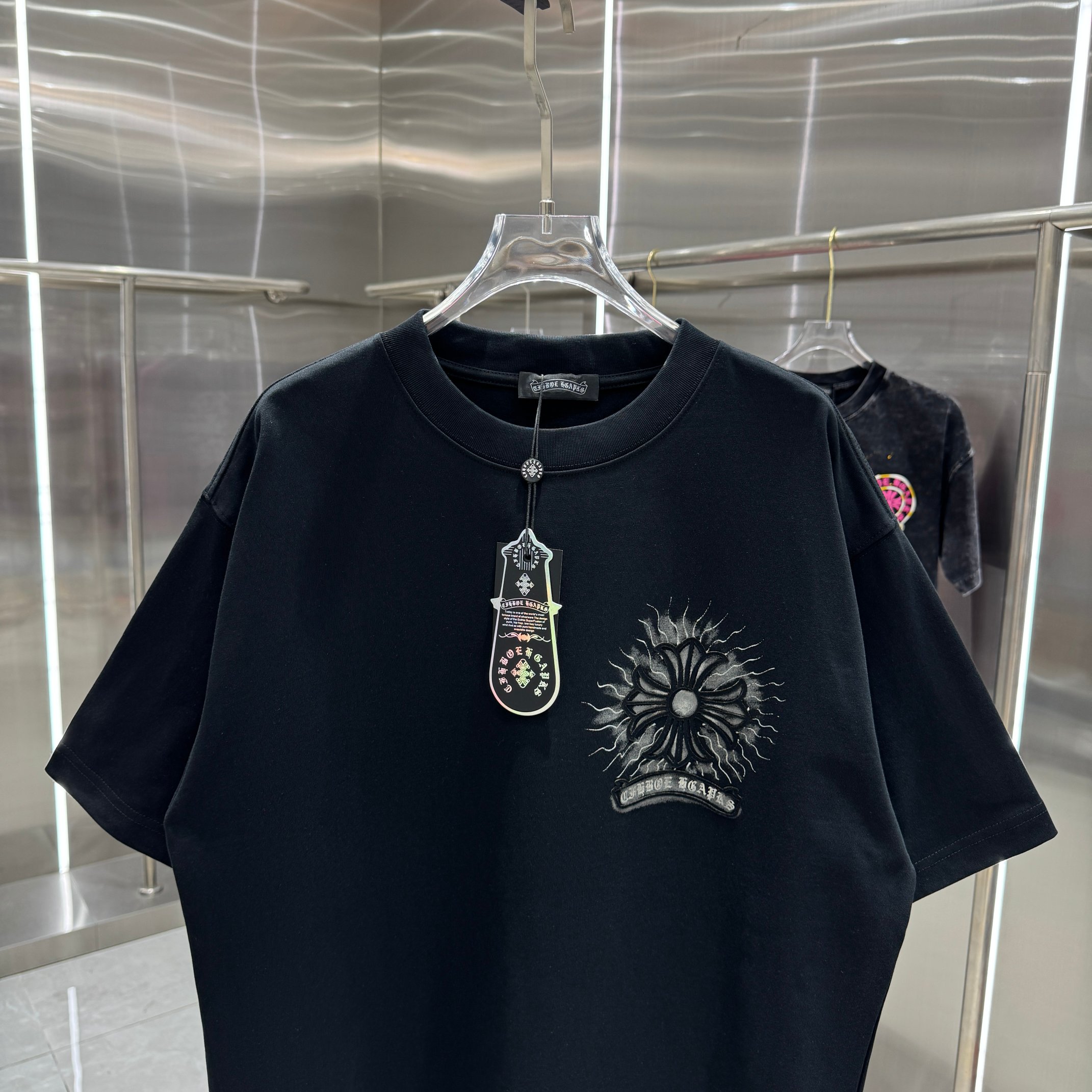 Chrome Hearts 克罗心 CH 春夏新款 2026 重工水洗贴布 手工水浆印花工艺短袖T恤 重工面料320克重