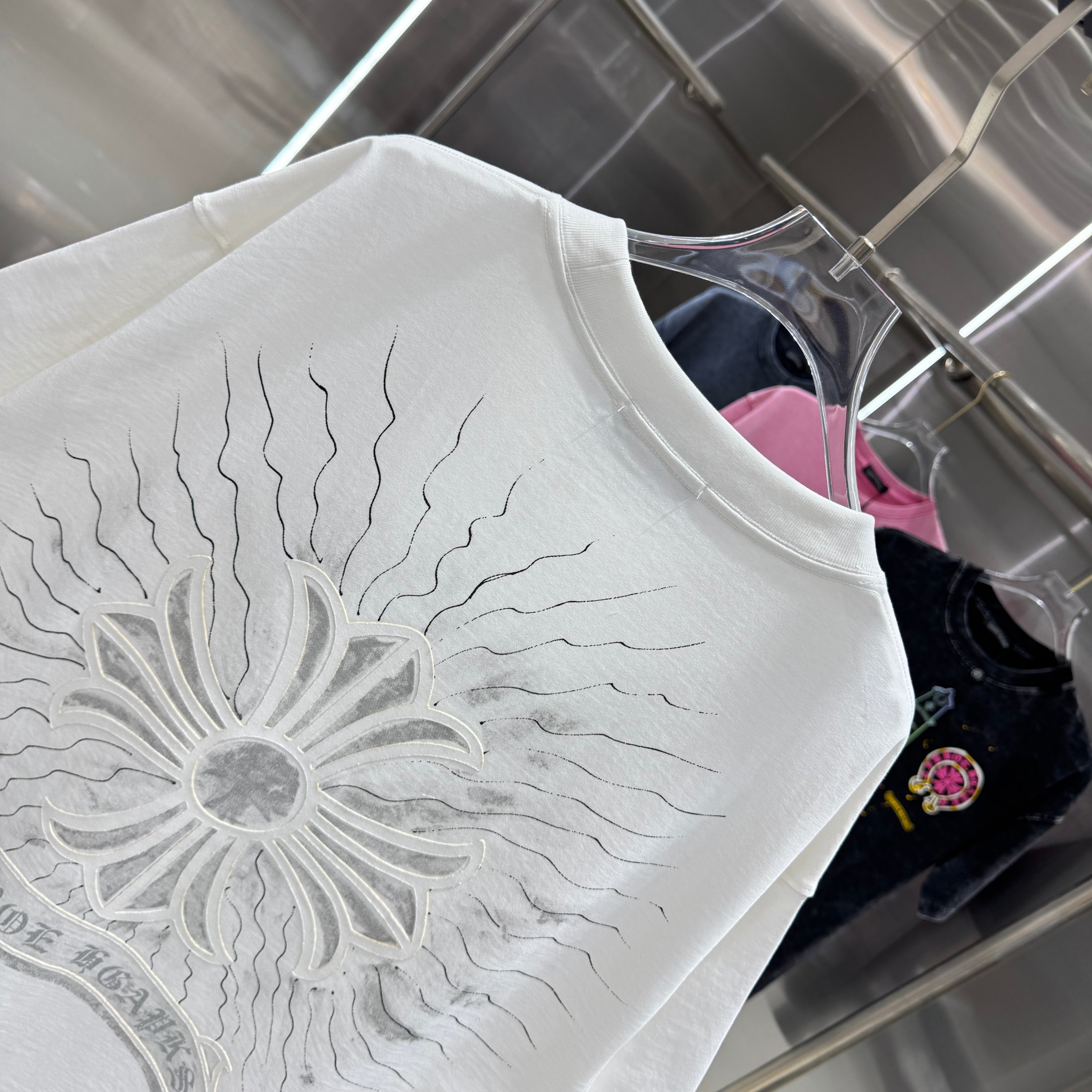 Chrome Hearts 克罗心 CH 春夏新款 2026 重工水洗贴布 手工水浆印花工艺短袖T恤 重工面料320克重