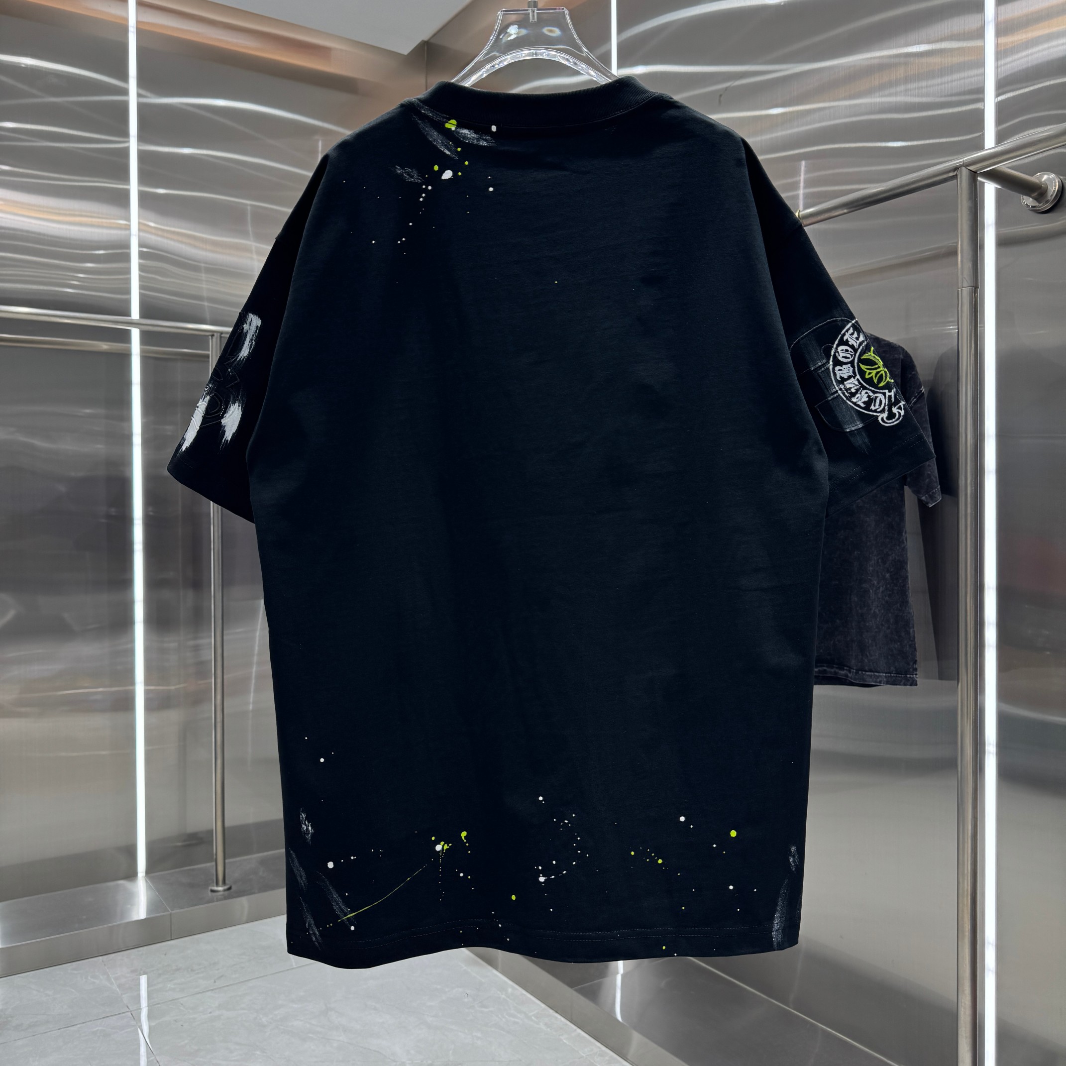Chrome Hearts 克罗心 CH 春夏新款 2026 重工水洗贴布包边绣 手工甩浆印花工艺短袖T恤 重工面料320克重