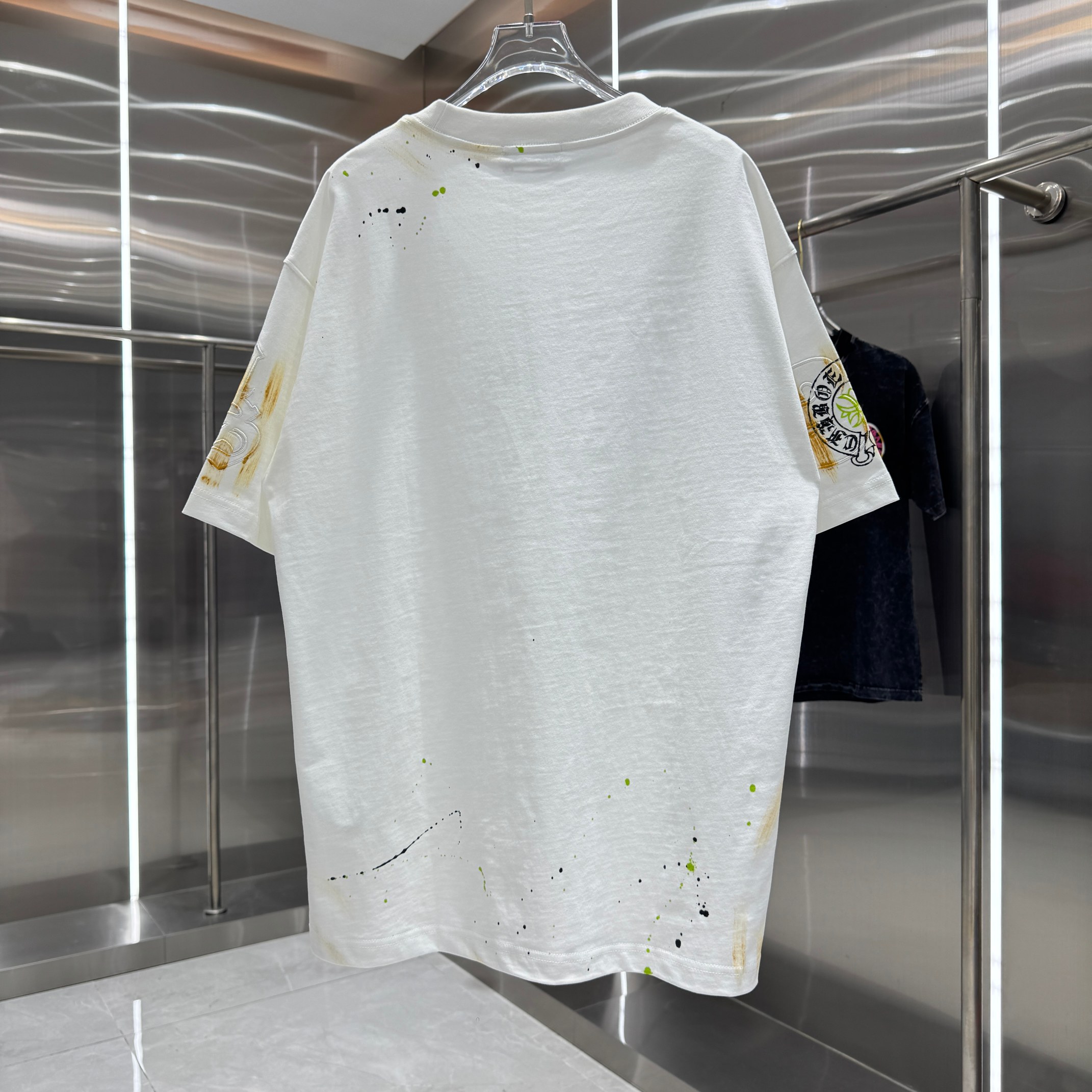 Chrome Hearts 克罗心 CH 春夏新款 2026 重工水洗贴布包边绣 手工甩浆印花工艺短袖T恤 重工面料320克重