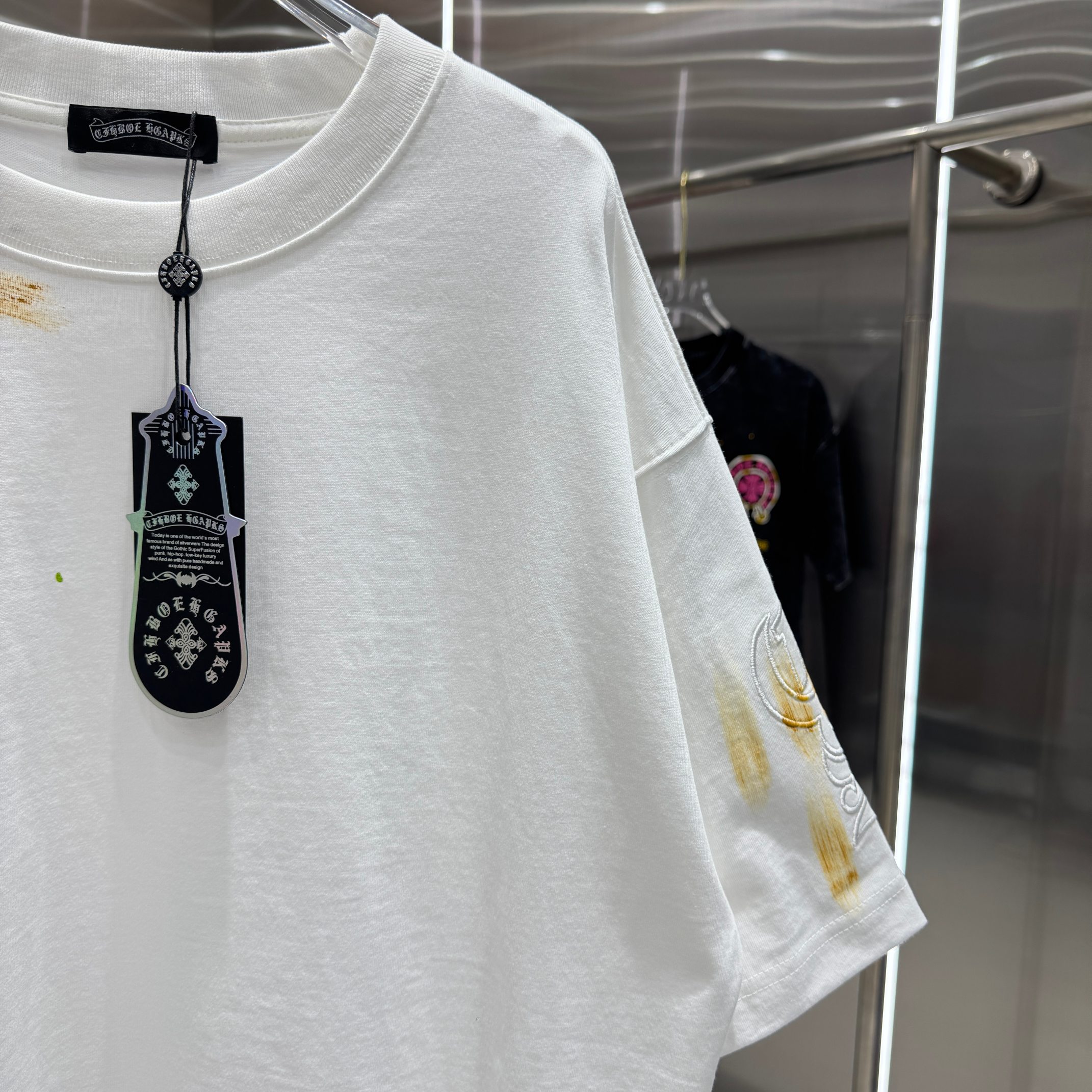 Chrome Hearts 克罗心 CH 春夏新款 2026 重工水洗贴布包边绣 手工甩浆印花工艺短袖T恤 重工面料320克重