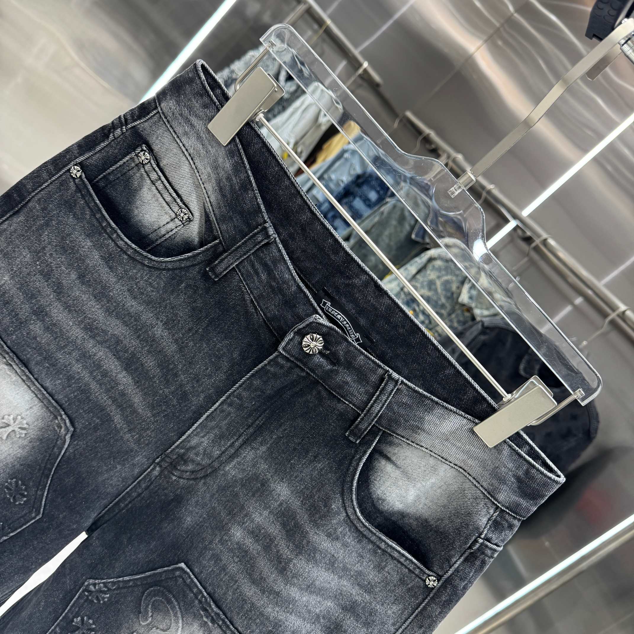 Chrome Hearts 克罗心 CH 压花牛仔裤短裤