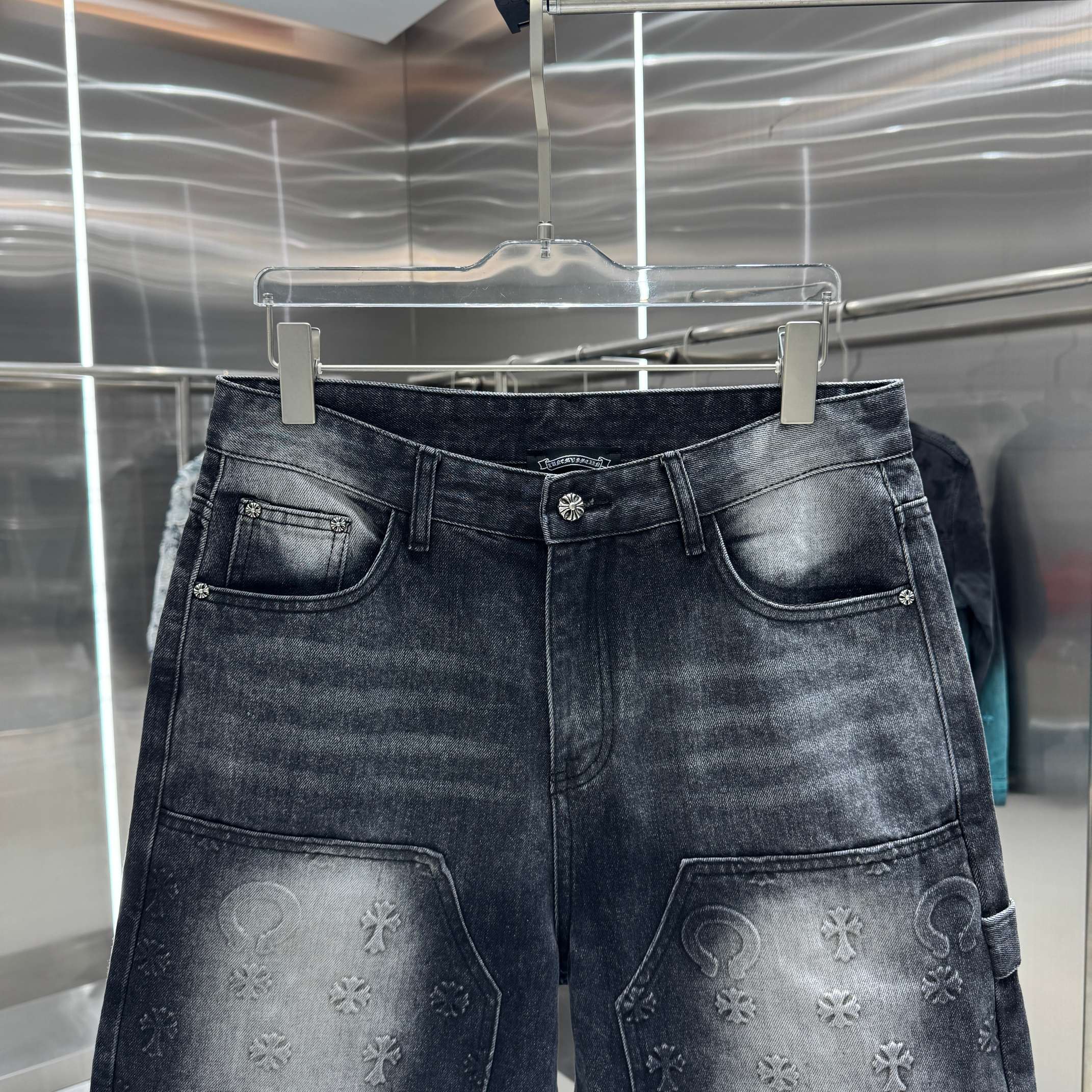 Chrome Hearts 克罗心 CH 压花牛仔裤短裤