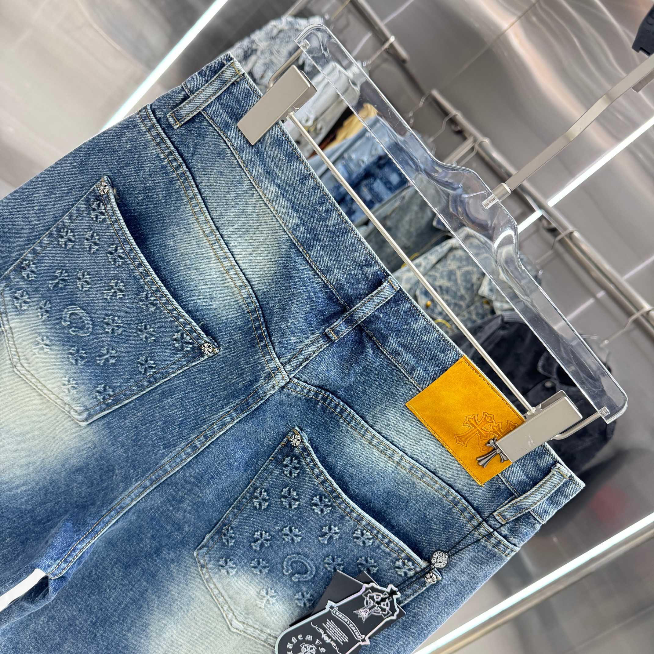 Chrome Hearts 克罗心 CH 压花牛仔裤短裤