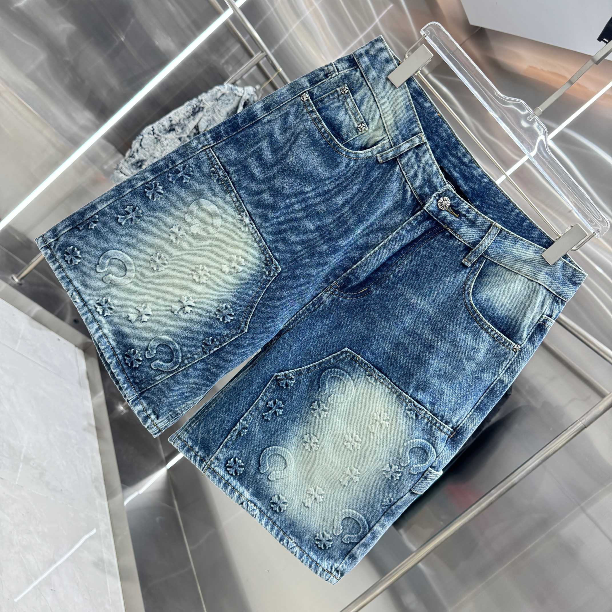 Chrome Hearts 克罗心 CH 压花牛仔裤短裤