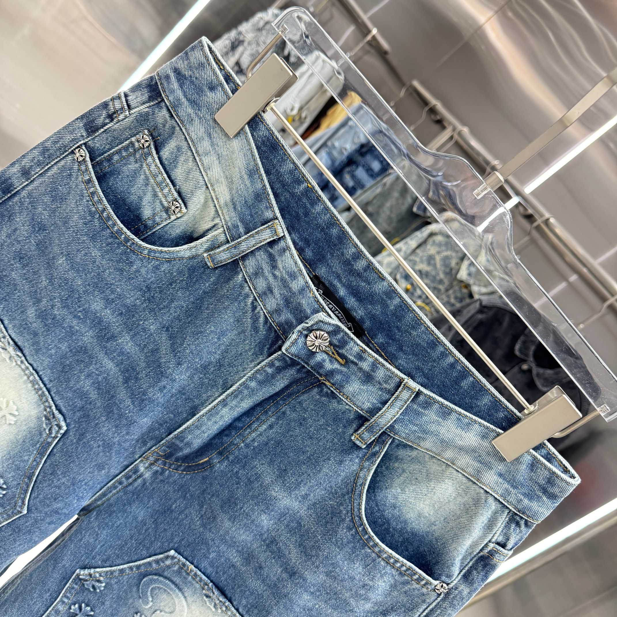 Chrome Hearts 克罗心 CH 压花牛仔裤短裤