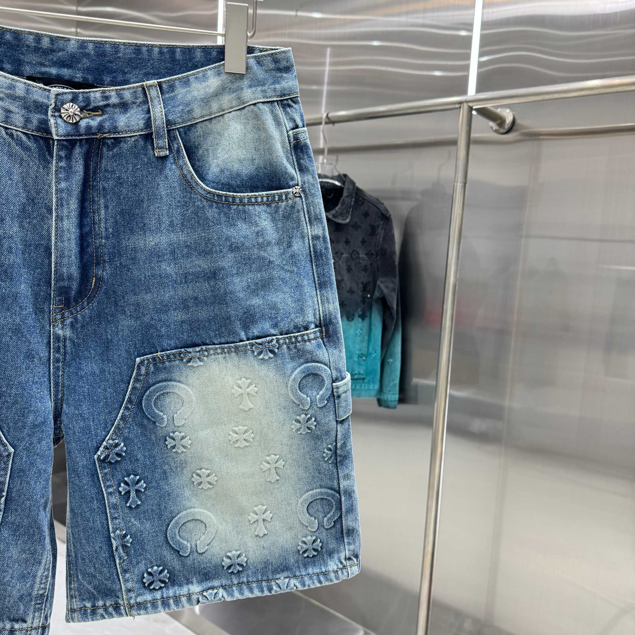 Chrome Hearts 克罗心 CH 压花牛仔裤短裤