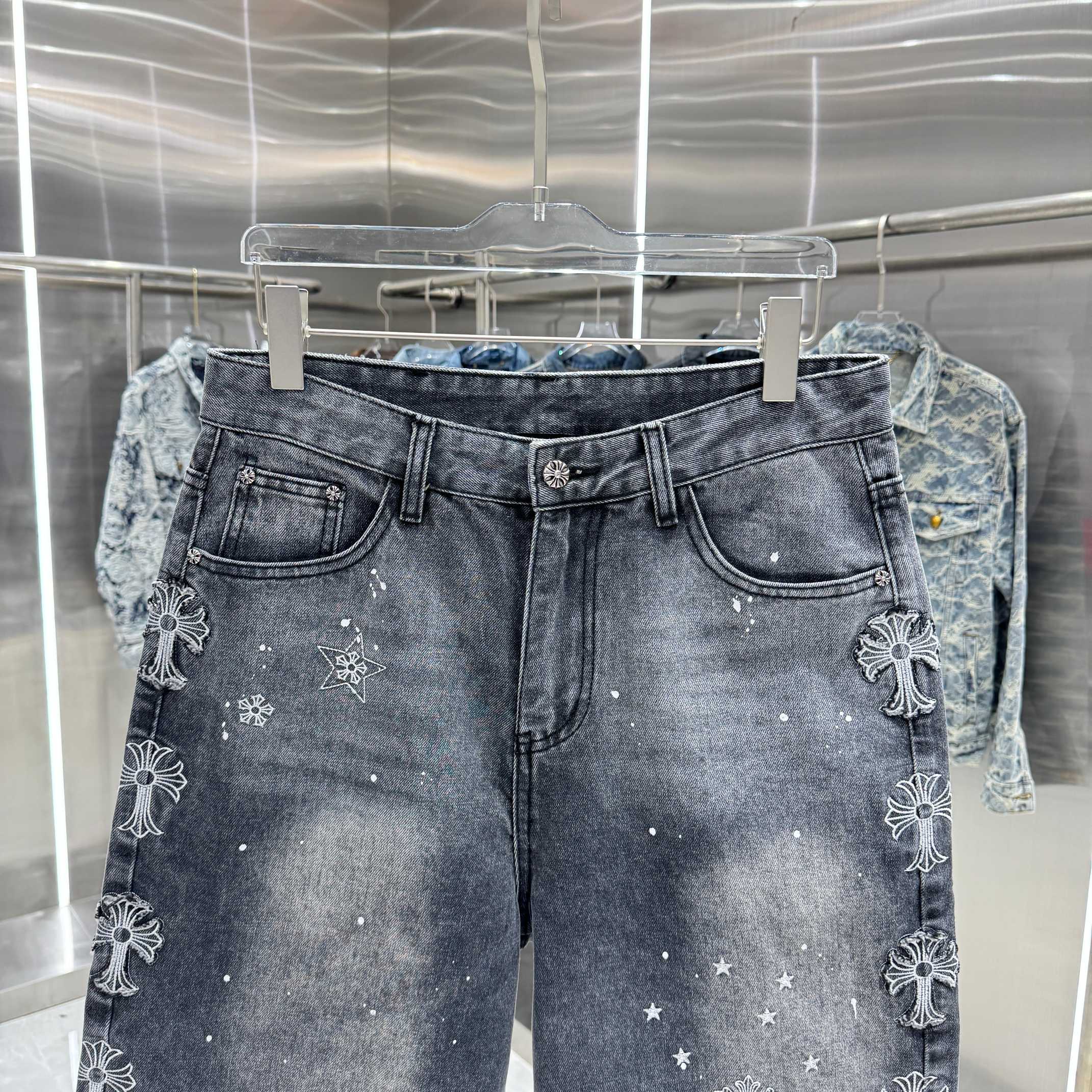 Chrome Hearts 克罗心 CH 涂层十字架刺绣牛仔裤短裤